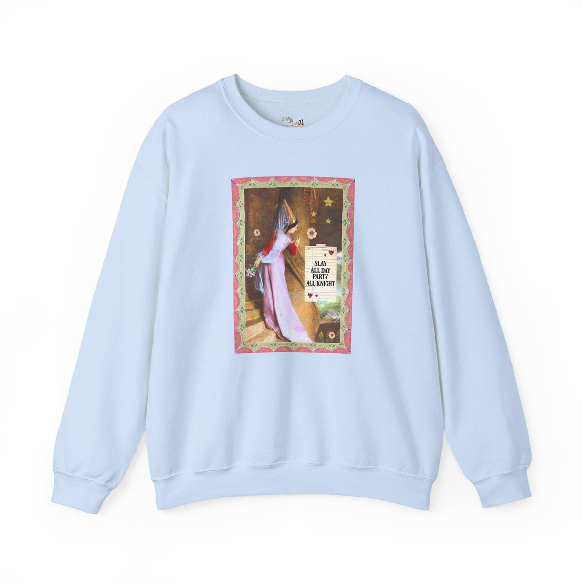 Medieval Bachelorette Party Sweatshirt with Famous Painting, Cute Whimsical Wedding Weekend Crewneck for Bride and Bridesmaids, Maid of Honor - Opal and June