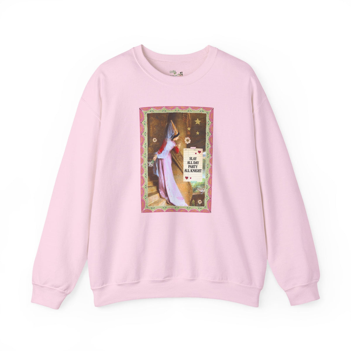 Medieval Bachelorette Party Sweatshirt with Famous Painting, Cute Whimsical Wedding Weekend Crewneck for Bride and Bridesmaids, Maid of Honor - Opal and June