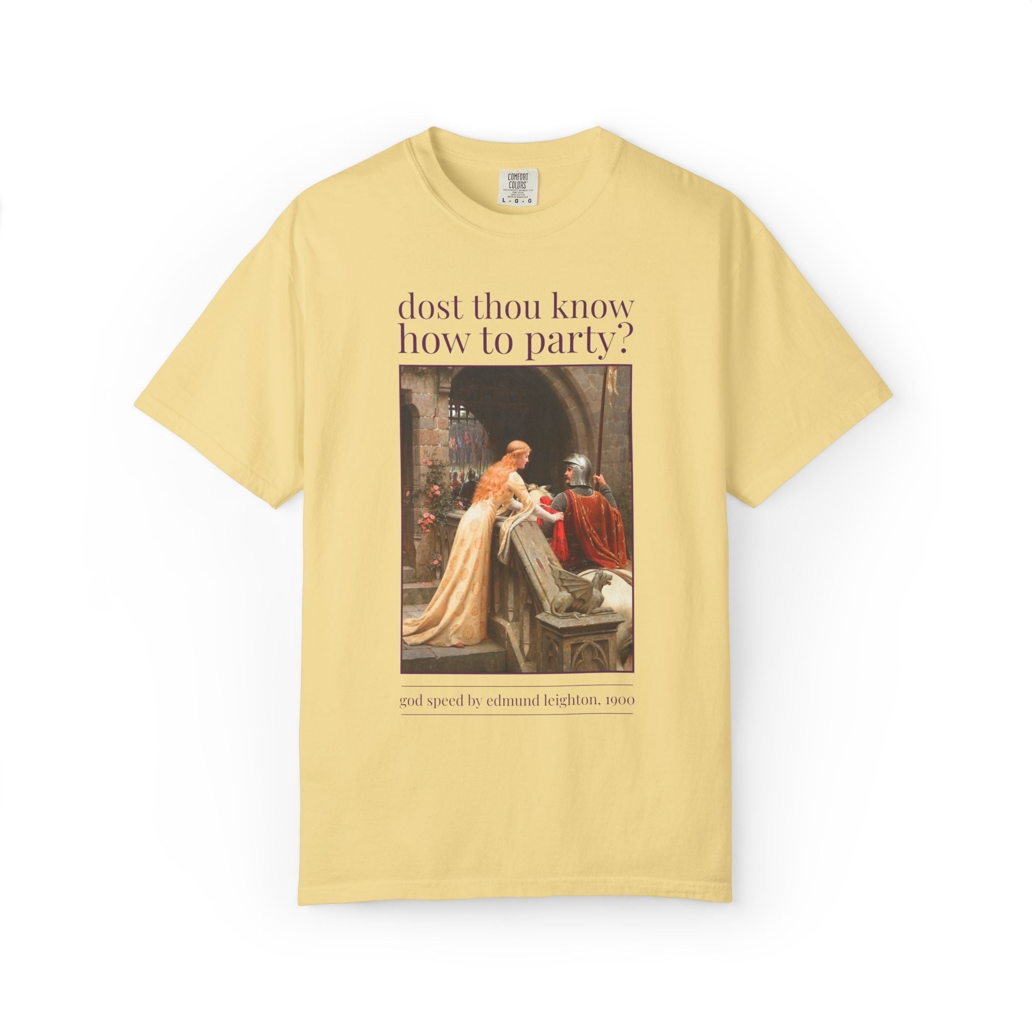 Medieval Bachelorette Party Tee Shirt with Famous Painting by Edmund Leighton, Silly Matching Bridal Tee for Bride Who Loves Fantasy Novels - Opal and June