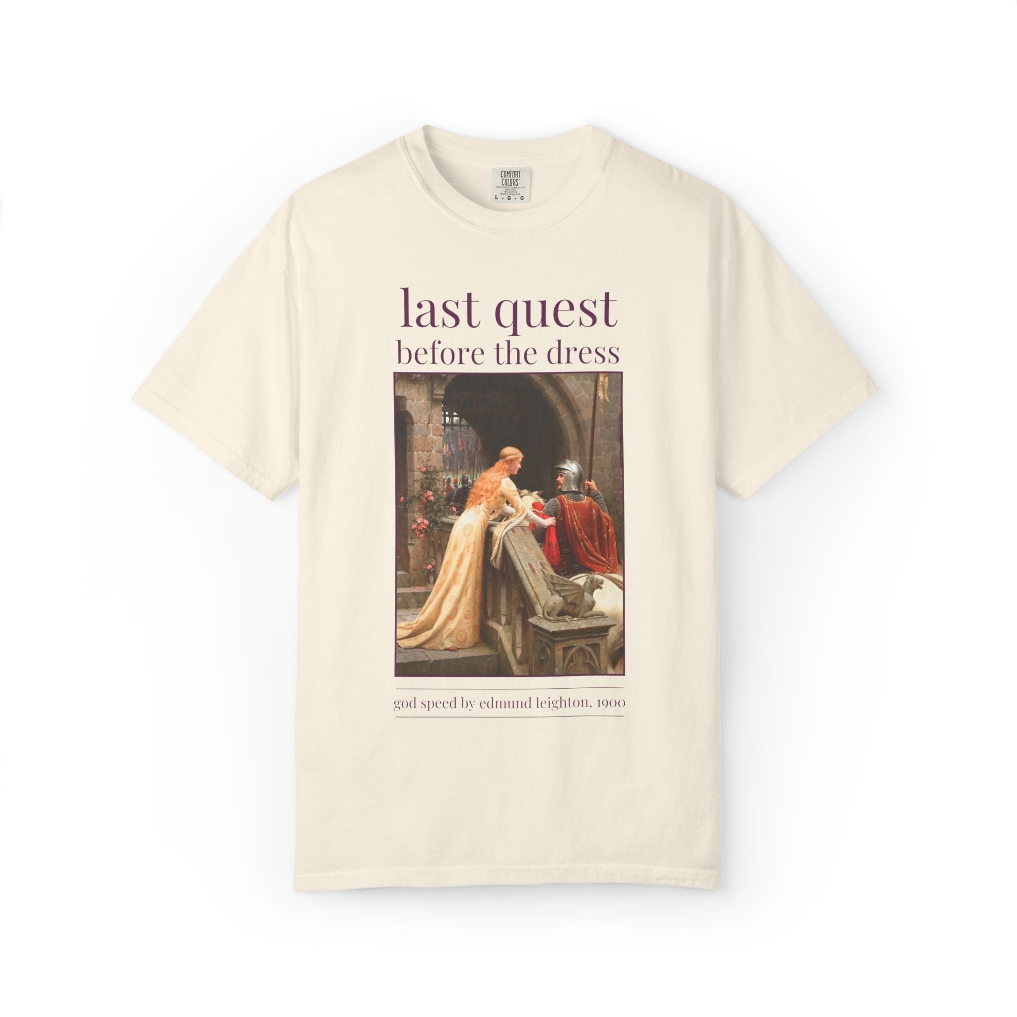 Medieval Bachelorette Party Tee Shirt with Famous Painting by Edmund Leighton, Silly Matching Bridal Tee for Bride Who Loves Fantasy Novels - Opal and June