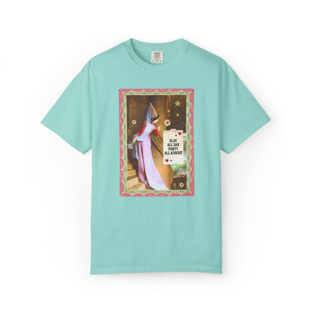 Medieval Bachelorette Party Tee Shirt with Famous Painting, Cute Whimsical Wedding Weekend T-Shirt for Bride and Bridesmaids, Maid of Honor - Opal and June