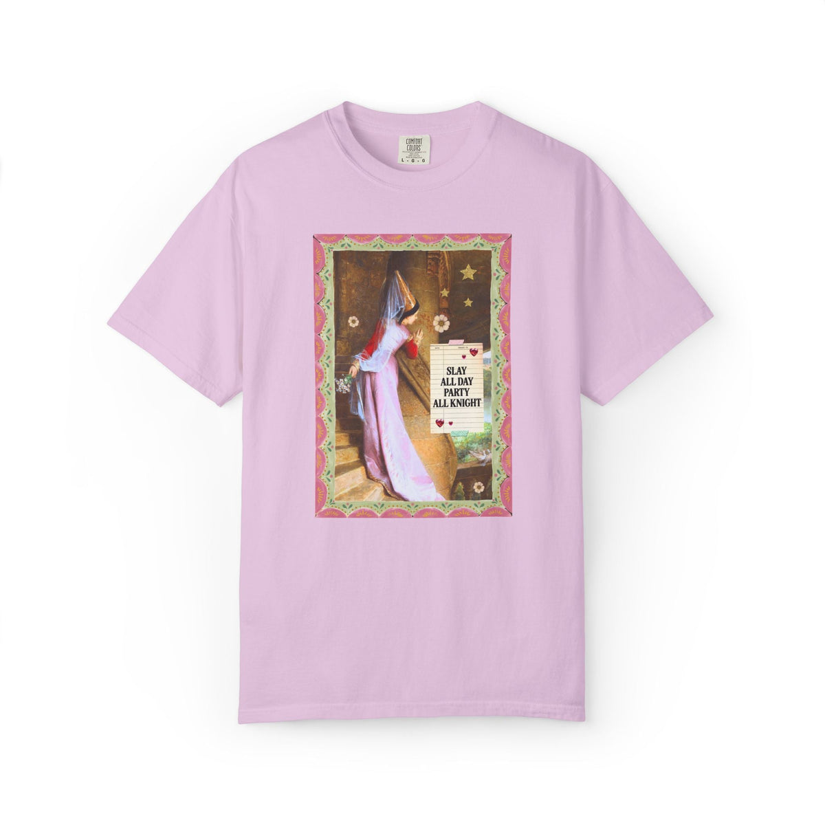 Medieval Bachelorette Party Tee Shirt with Famous Painting, Cute Whimsical Wedding Weekend T-Shirt for Bride and Bridesmaids, Maid of Honor - Opal and June
