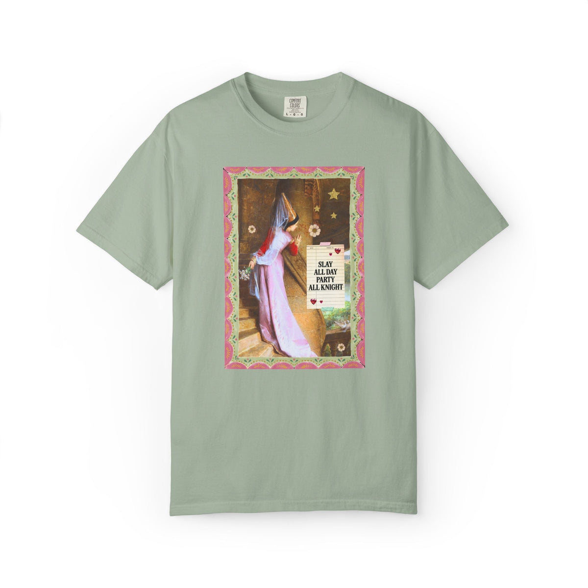 Medieval Bachelorette Party Tee Shirt with Famous Painting, Cute Whimsical Wedding Weekend T-Shirt for Bride and Bridesmaids, Maid of Honor - Opal and June