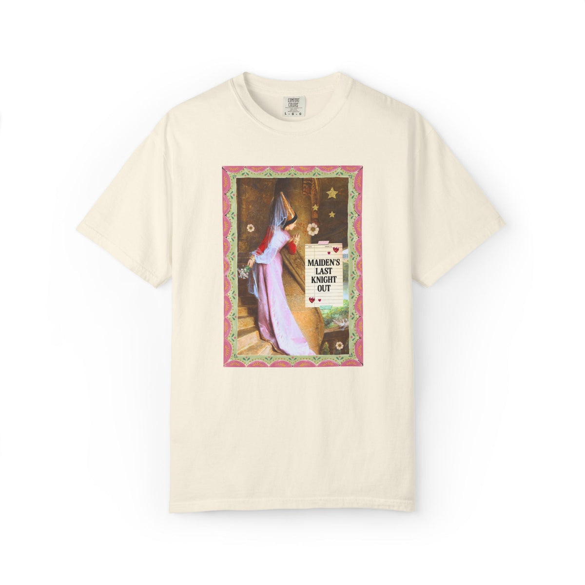 Medieval Bachelorette Party Tee Shirt with Famous Painting, Cute Whimsical Wedding Weekend T-Shirt for Bride and Bridesmaids, Maid of Honor - Opal and June