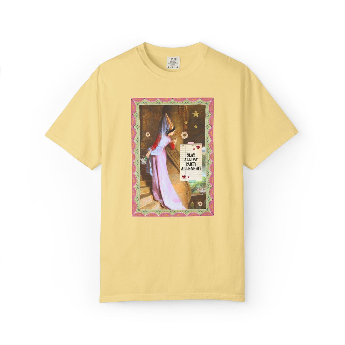 Medieval Bachelorette Party Tee Shirt with Famous Painting, Cute Whimsical Wedding Weekend T-Shirt for Bride and Bridesmaids, Maid of Honor - Opal and June