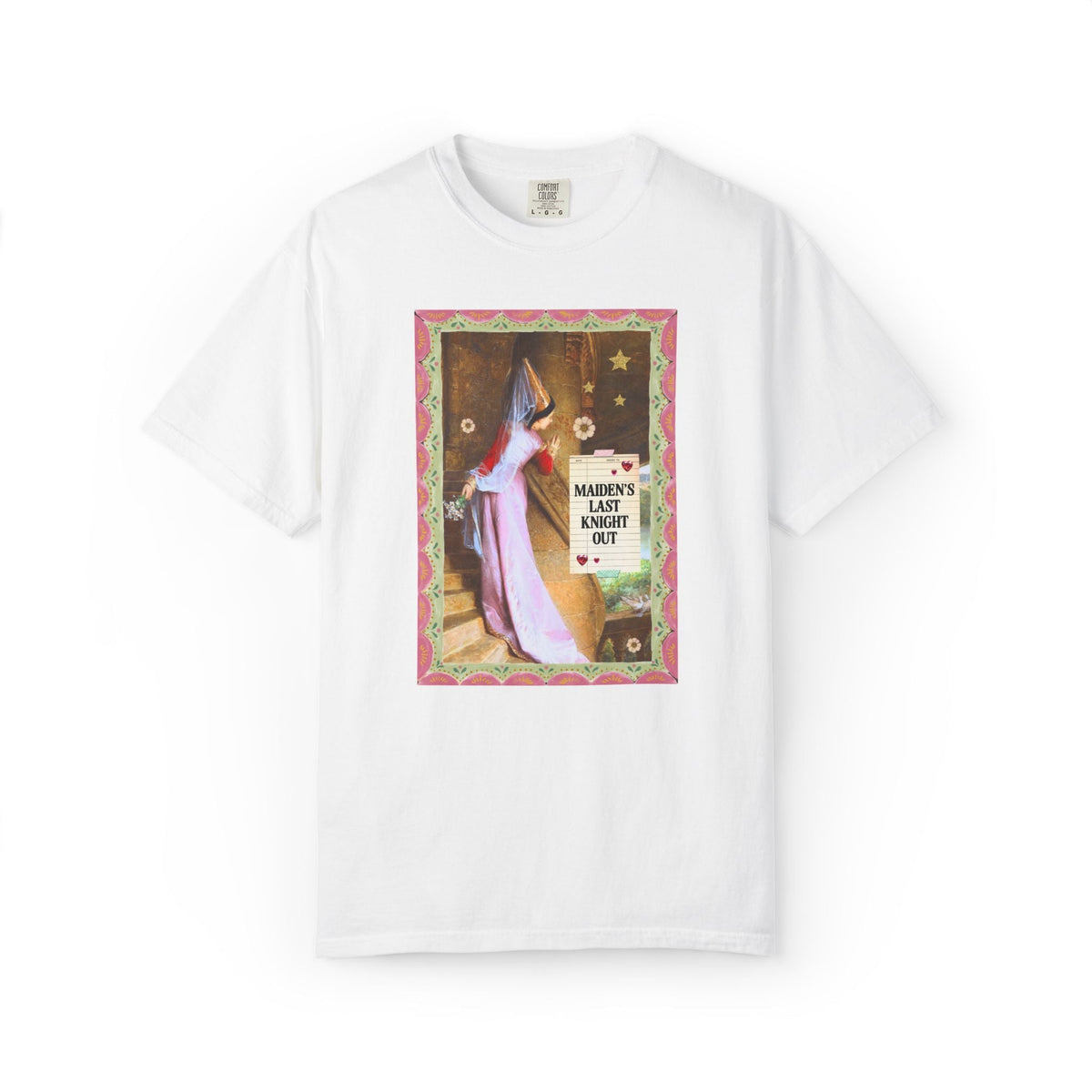Medieval Bachelorette Party Tee Shirt with Famous Painting, Cute Whimsical Wedding Weekend T-Shirt for Bride and Bridesmaids, Maid of Honor - Opal and June