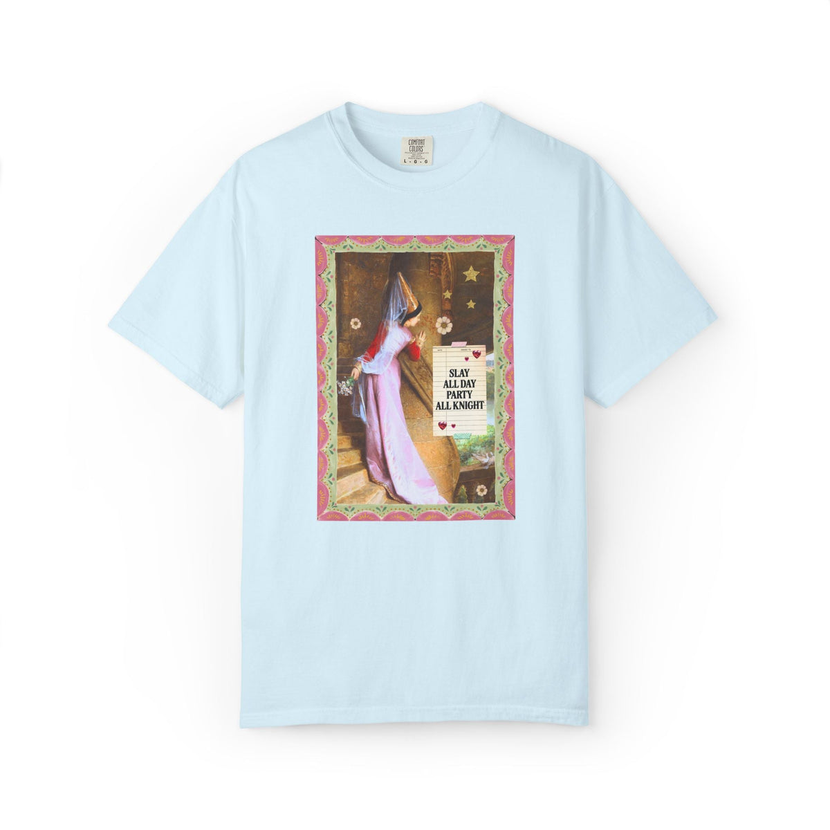 Medieval Bachelorette Party Tee Shirt with Famous Painting, Cute Whimsical Wedding Weekend T-Shirt for Bride and Bridesmaids, Maid of Honor - Opal and June