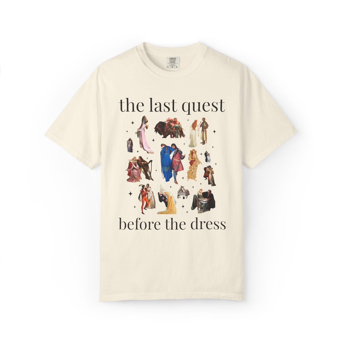 Medieval Bachelorette Party Tee Shirt with Famous Paintings of Medieval Couples and Princesses: The Last Quest Before the Dress Art History - Opal and June