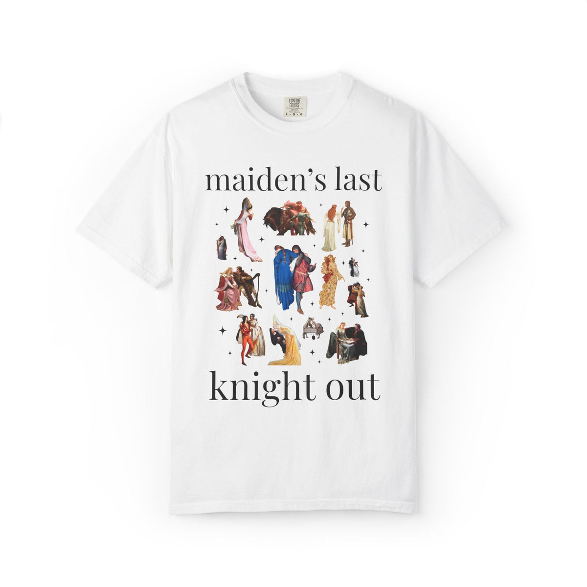 Medieval Bachelorette Party Tee Shirt with Famous Paintings of Medieval Couples and Princesses: The Last Quest Before the Dress Art History - Opal and June