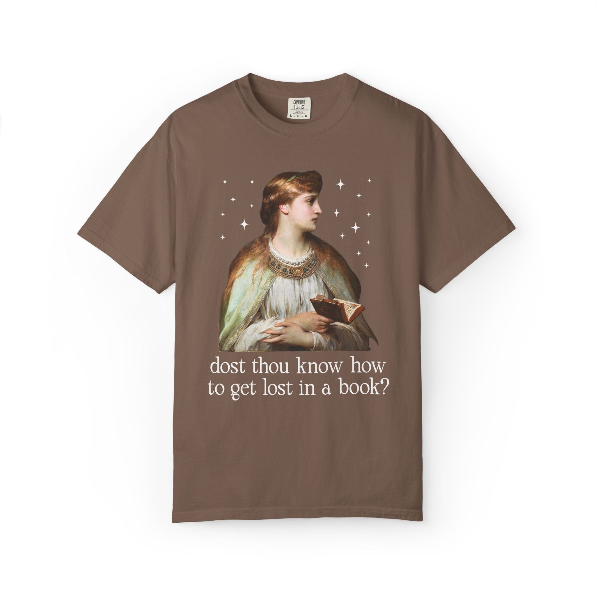 Medieval Book Lover Tee Shirt with Famous Painting: Dost Thou Know How to Get Lost in a Book? | Silly Goblincore Art History Tee for Reader - Opal and June