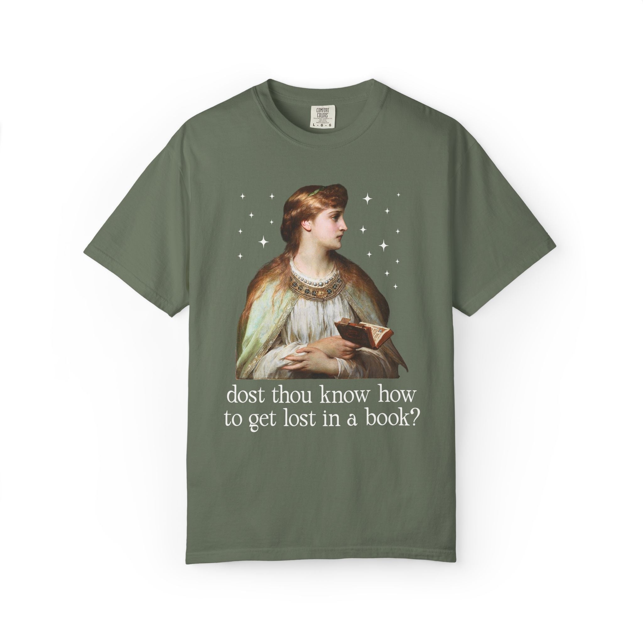 Medieval Book Lover Tee Shirt with Famous Painting: Dost Thou Know How to Get Lost in a Book? | Silly Goblincore Art History Tee for Reader - Opal and June