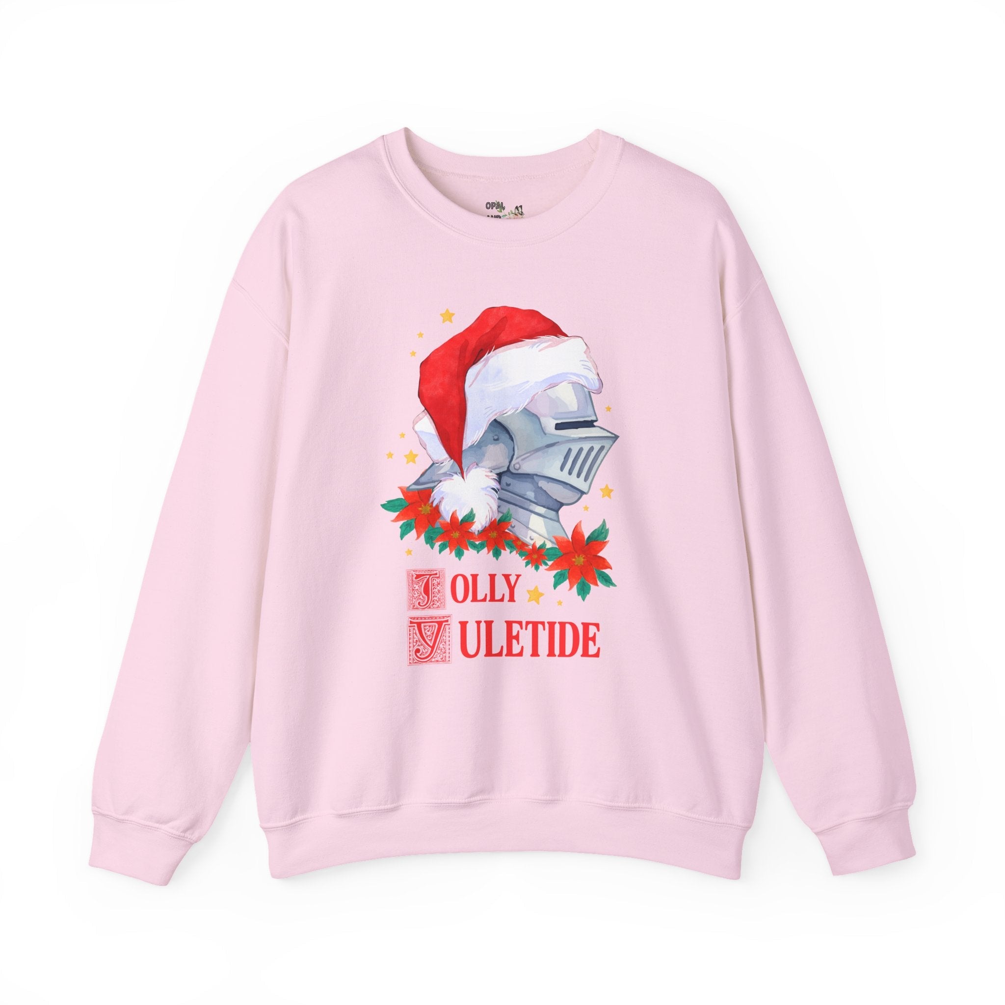 Medieval Christmas Sweatshirt with Knight Wearing a Santa Hat: Jolly Yuletide Silly History Lover Crewneck, Funny Middle Ages Holiday Sweatshirt - Opal and June