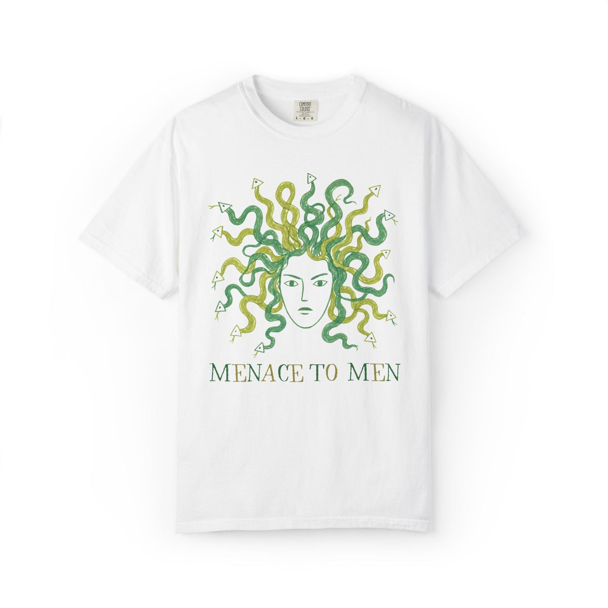 Menace to Men Greek Mythology Medusa Snake Lover Tee Shirt for Feminist, Silly Women's Rights Equal Rights Tee - Opal and June