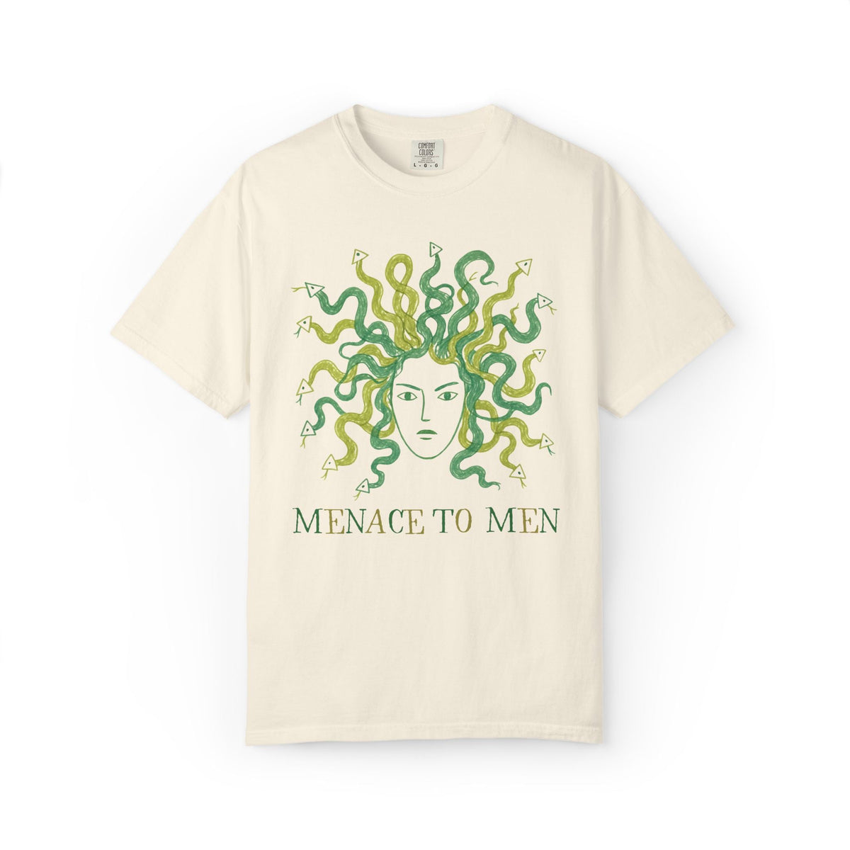 Menace to Men Greek Mythology Medusa Snake Lover Tee Shirt for Feminist, Silly Women's Rights Equal Rights Tee - Opal and June