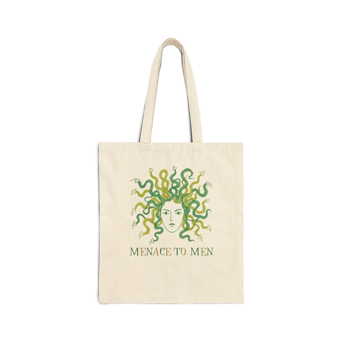 Menace to Men Greek Mythology Medusa Snake Lover Tote Bag for Feminist, Silly Women's Rights Equal Rights Tote - Opal and June