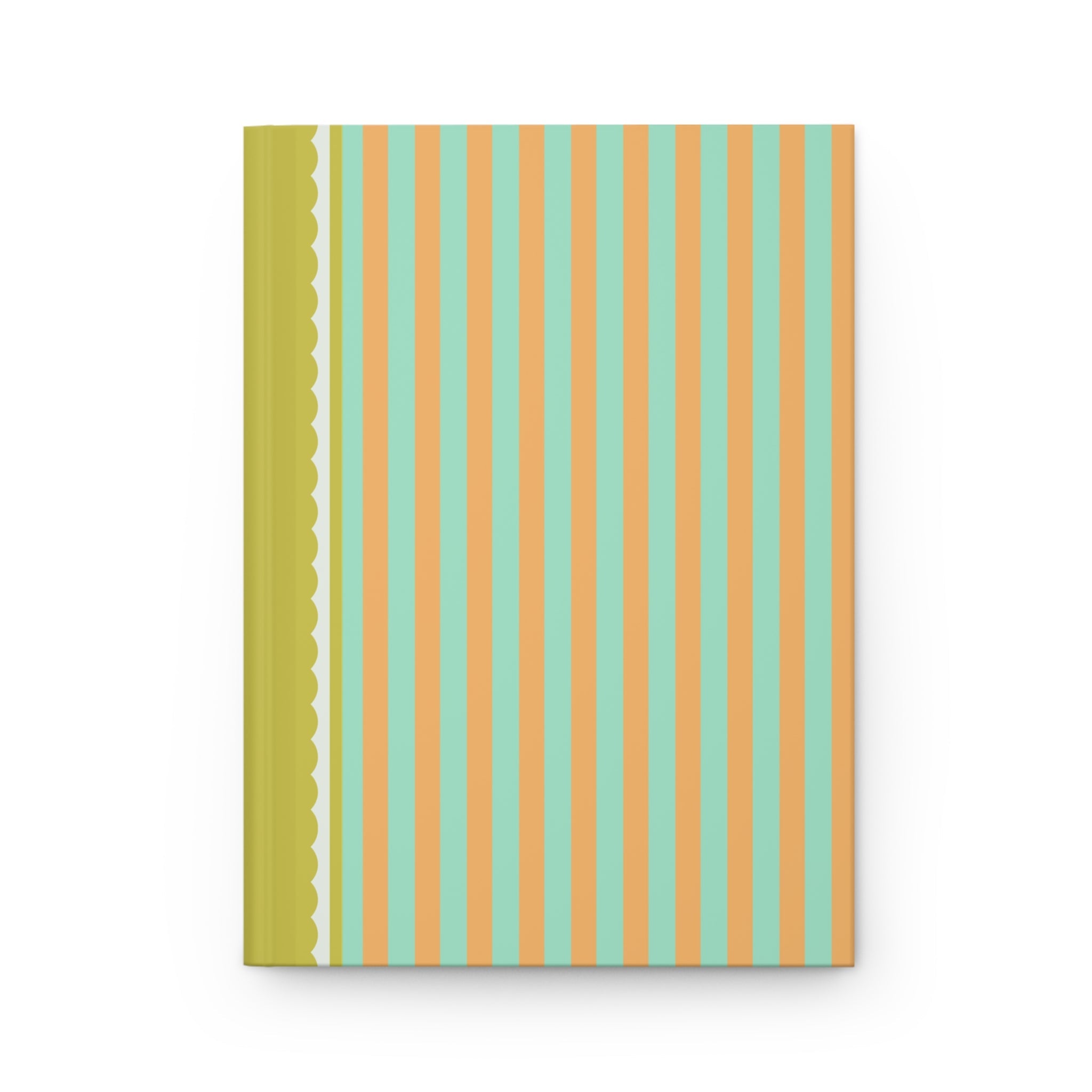Mint and Orange Striped Notebook with Mustard Spine, Colorful Minimalist Gift for Daughter Who Journals, Present for College Student or Author - Opal and June