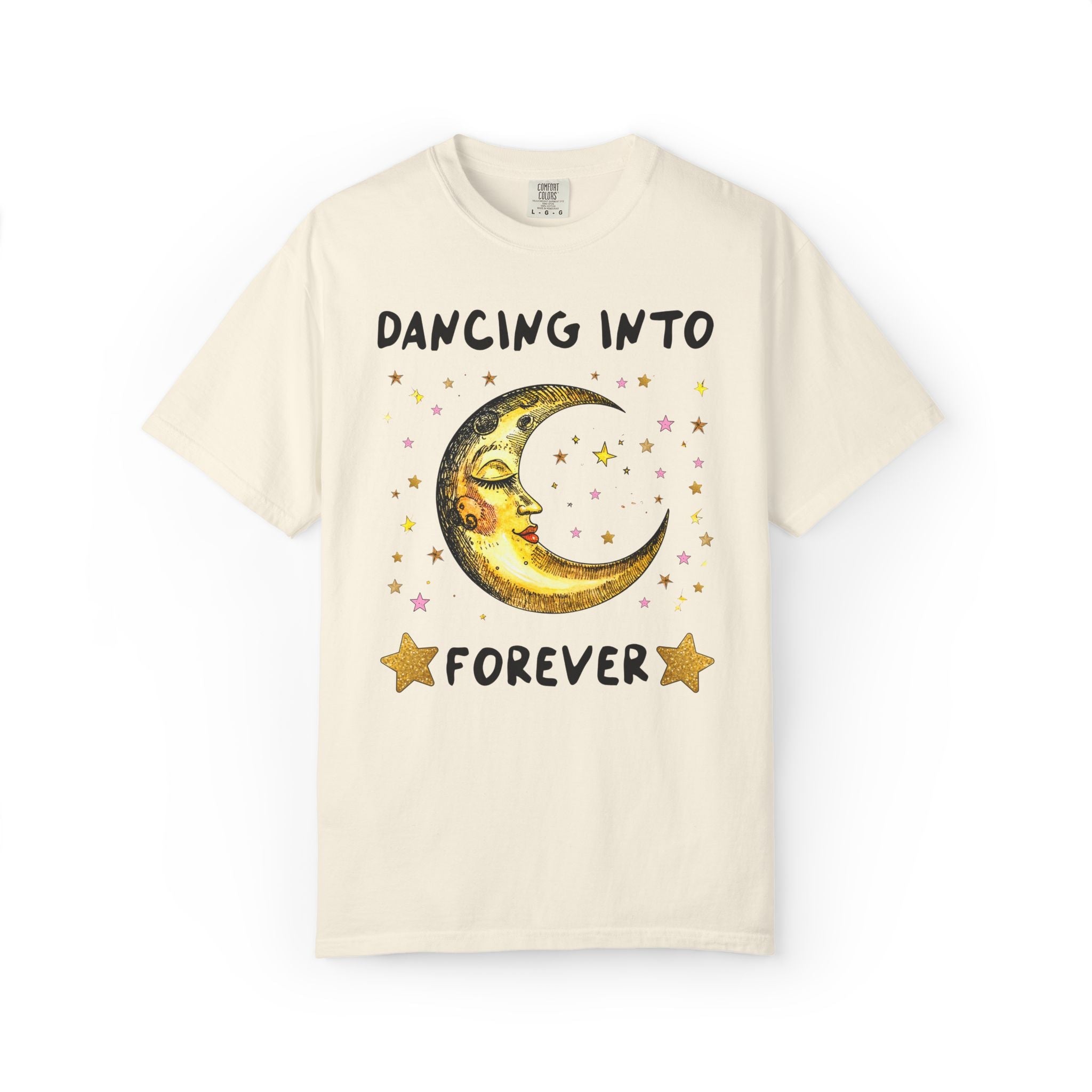 Moon Bachelorette T-Shirt: Dancing Into Forever, In The Moonlight, Silly Vintage Aesthetic Bridal Party Tee with Stars, Kitschy Wedding Vibe - Opal and June