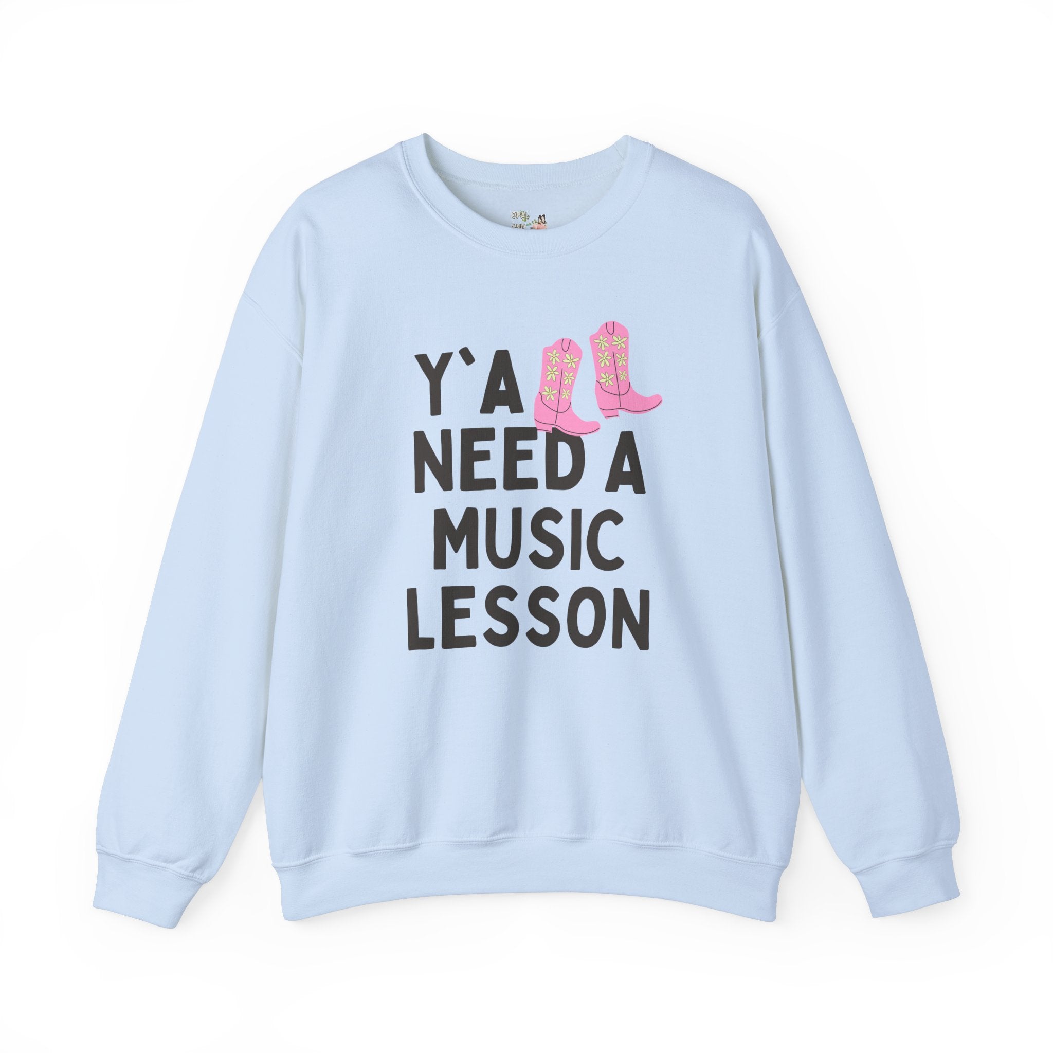 Music Teacher Sweatshirt, Groovy Western Vibe: Y'all Need a Music Lesson, Chorus Teacher or Music Teacher Gift, Funny Music Teacher Present - Opal and June