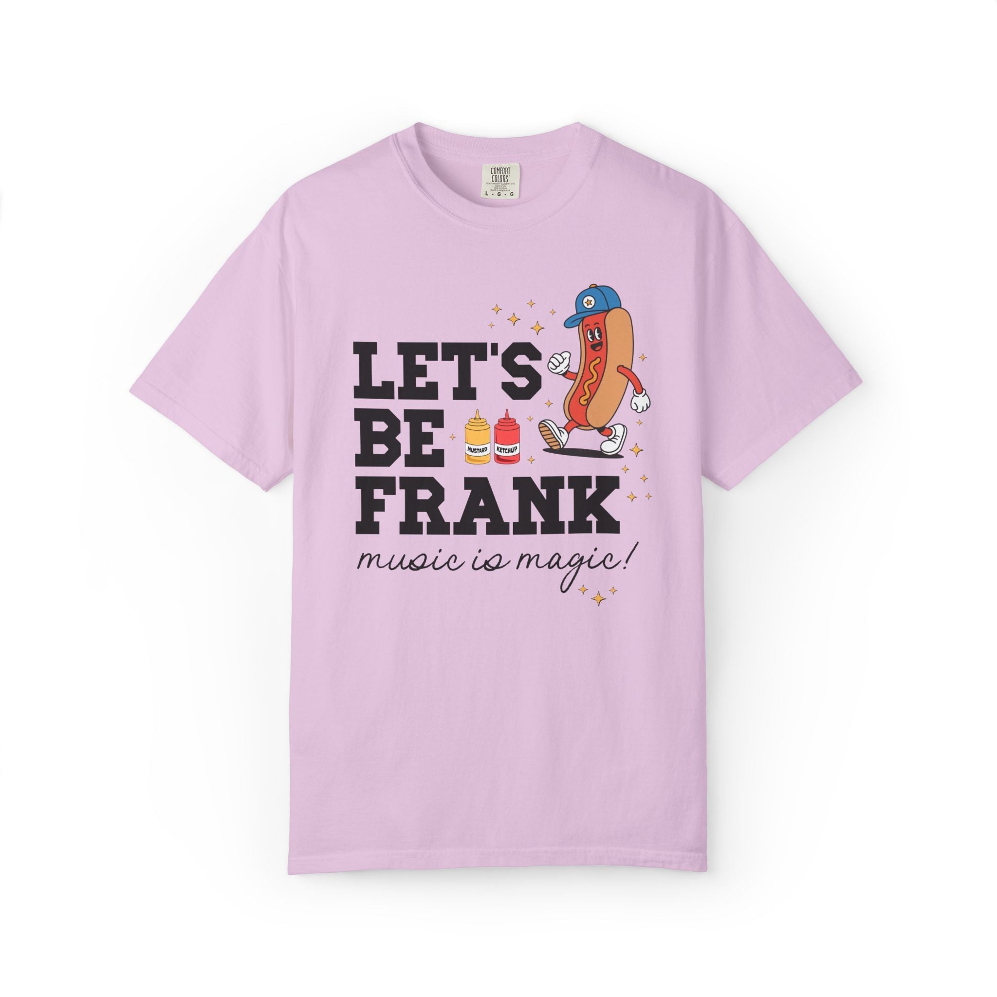 Music Teacher T-Shirt with Hot Dogs: Let's Be Frank, Silly Matching Teacher Tee for Baseball Coach Shirt or Teacher Who Loves Baseball - Opal and June