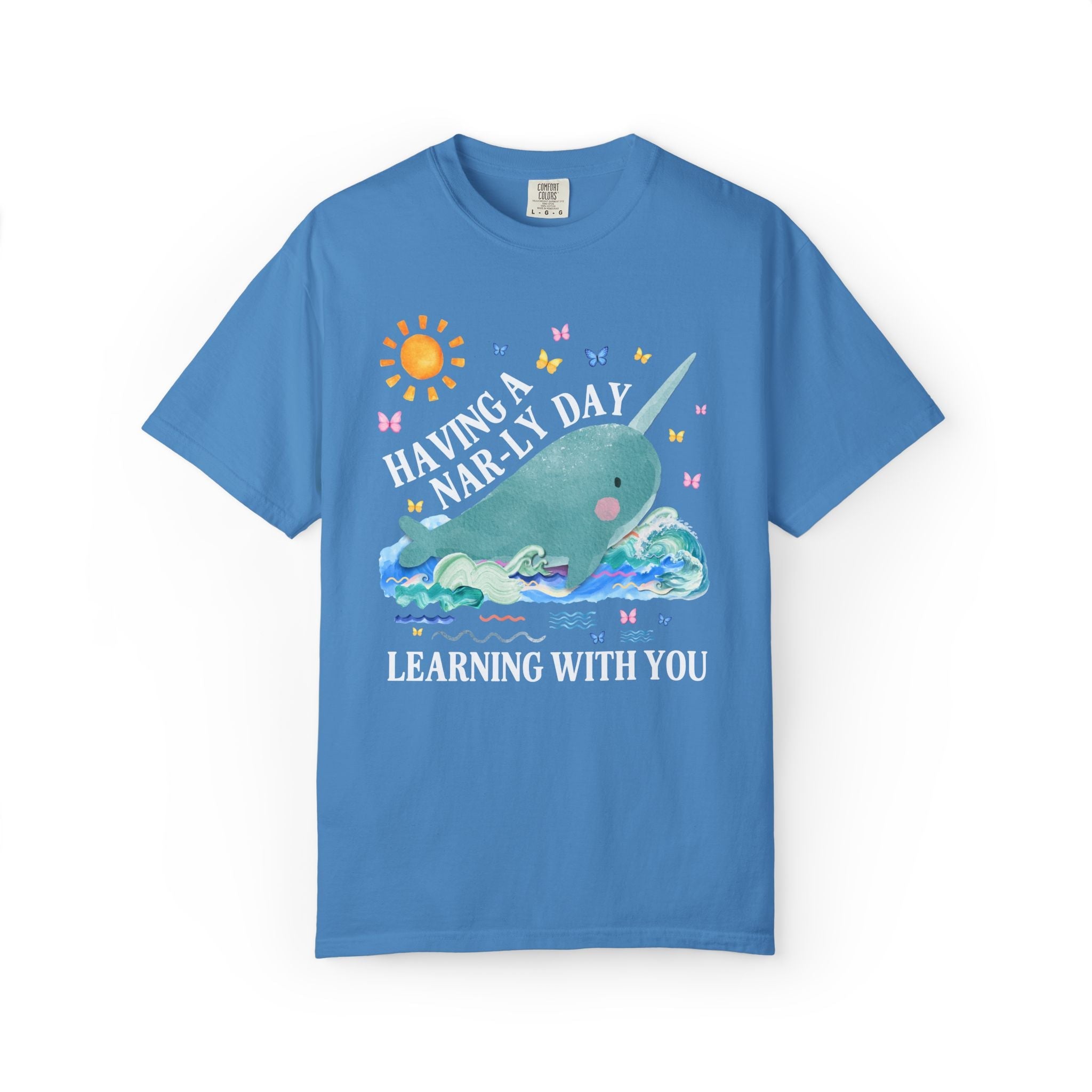 Narwhal Teacher Tee Shirt for Ocean Animal Lover, Silly Back to School Elementary School or High School Teacher 90s Aesthetic Animal Tee - Opal and June