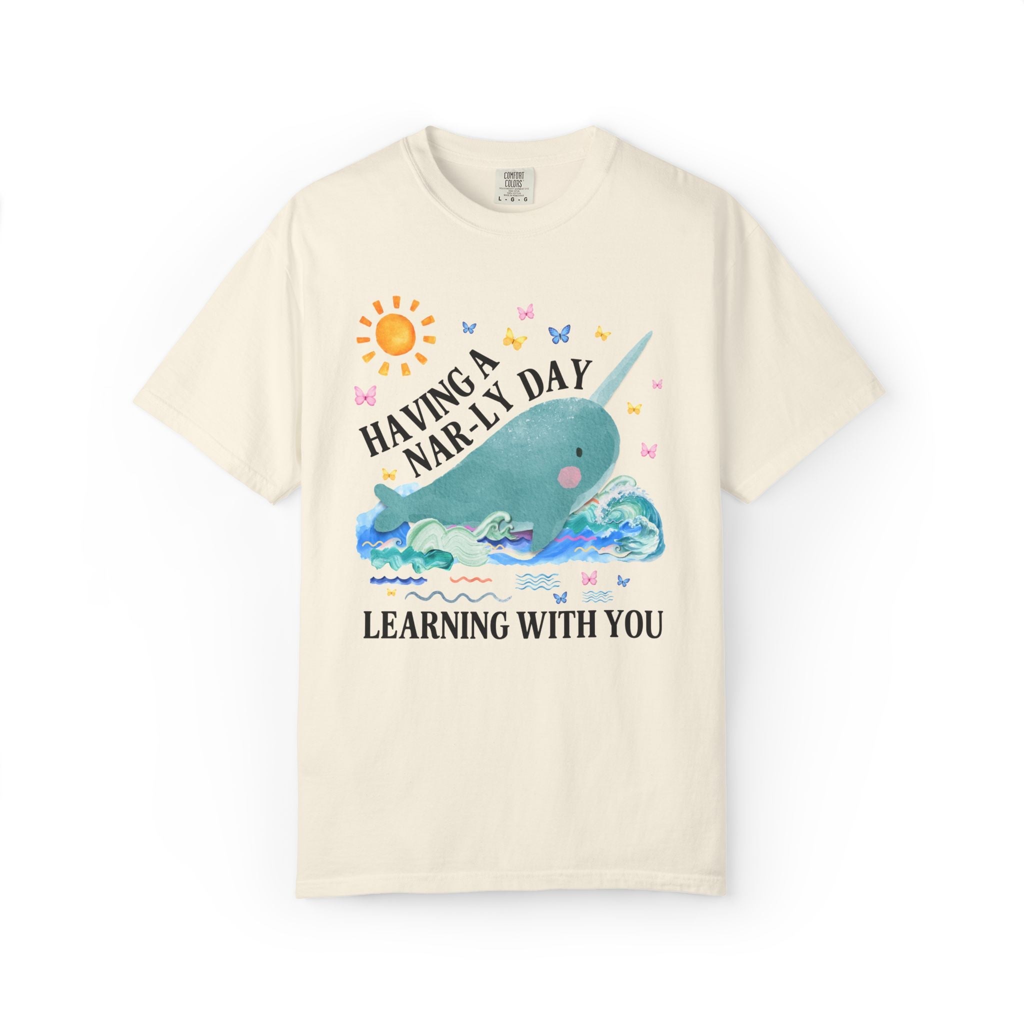 Narwhal Teacher Tee Shirt for Ocean Animal Lover, Silly Back to School Elementary School or High School Teacher 90s Aesthetic Animal Tee - Opal and June