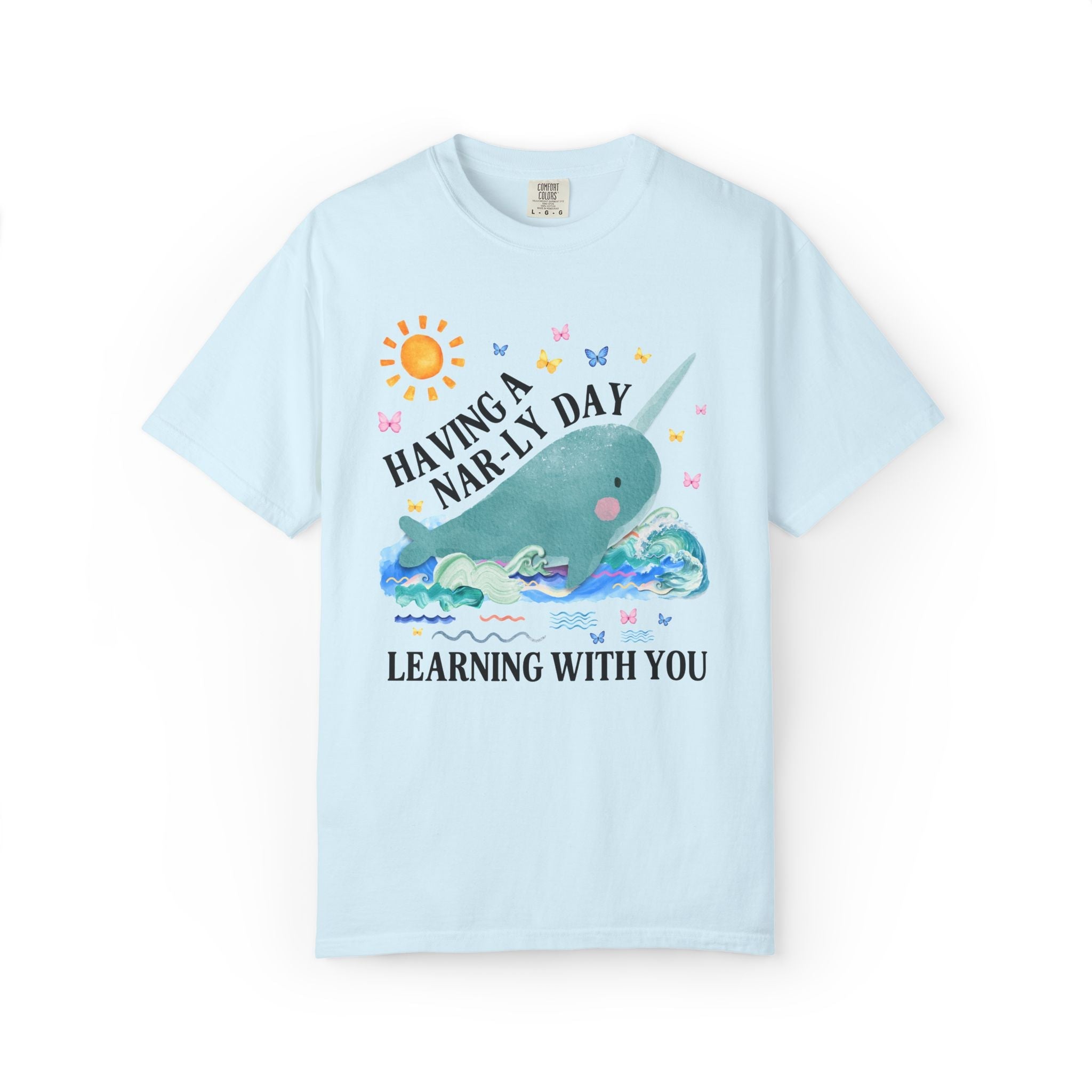 Narwhal Teacher Tee Shirt for Ocean Animal Lover, Silly Back to School Elementary School or High School Teacher 90s Aesthetic Animal Tee - Opal and June