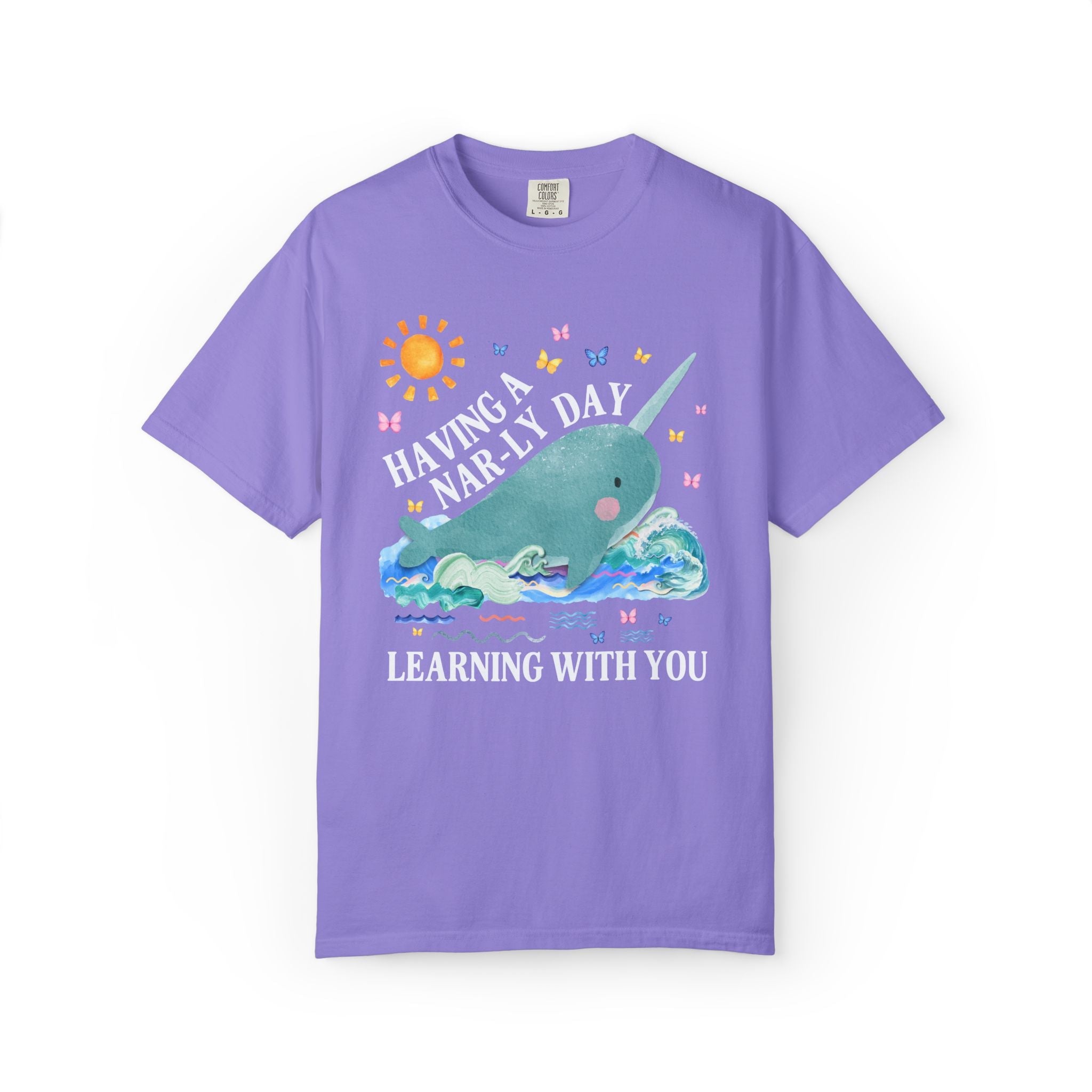 Narwhal Teacher Tee Shirt for Ocean Animal Lover, Silly Back to School Elementary School or High School Teacher 90s Aesthetic Animal Tee - Opal and June