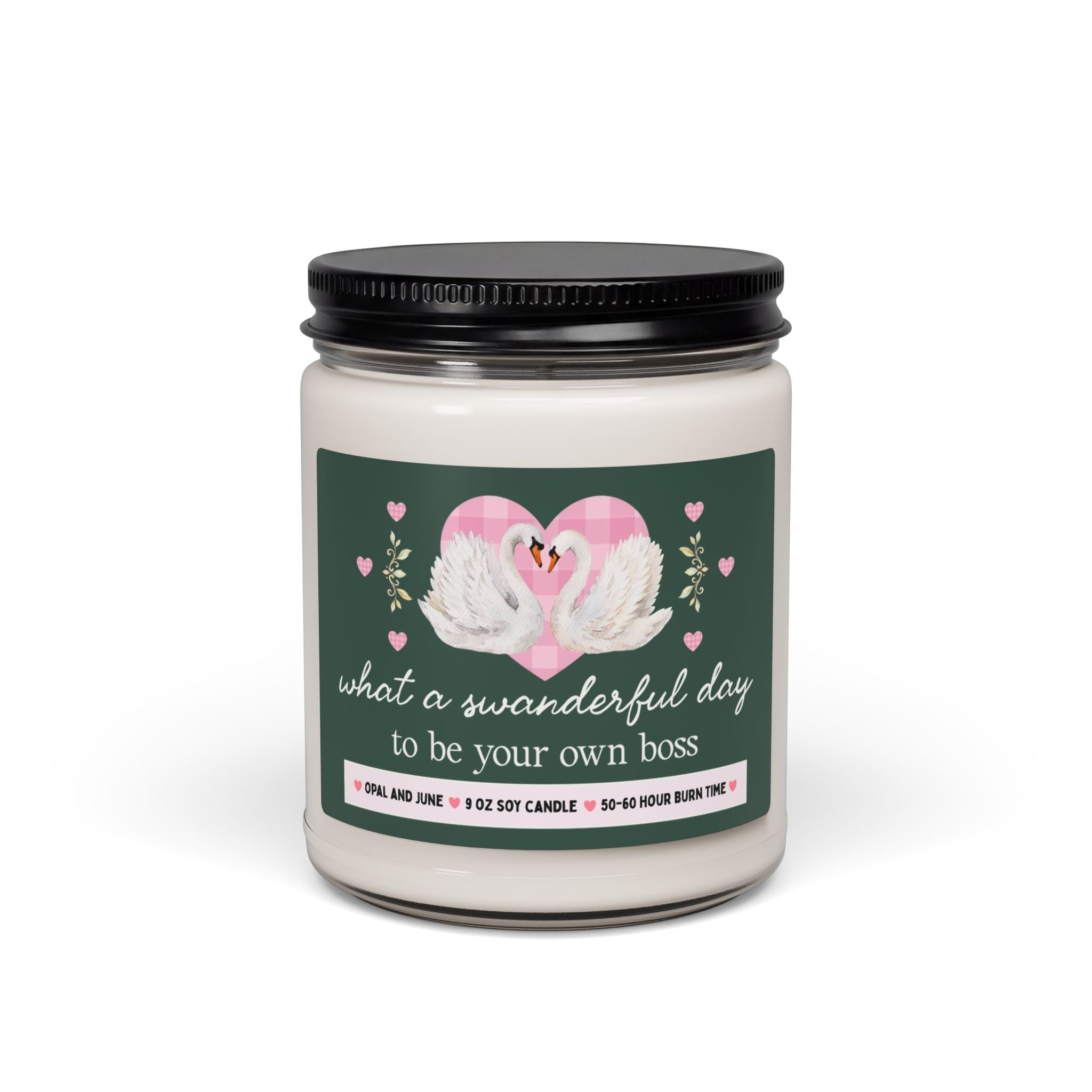 New Business Owner Gift, Candle with Swans: What a Swanderful Day to Be Your Own Boss, 9 Oz Candle for Friend Starting a New Business - Opal and June