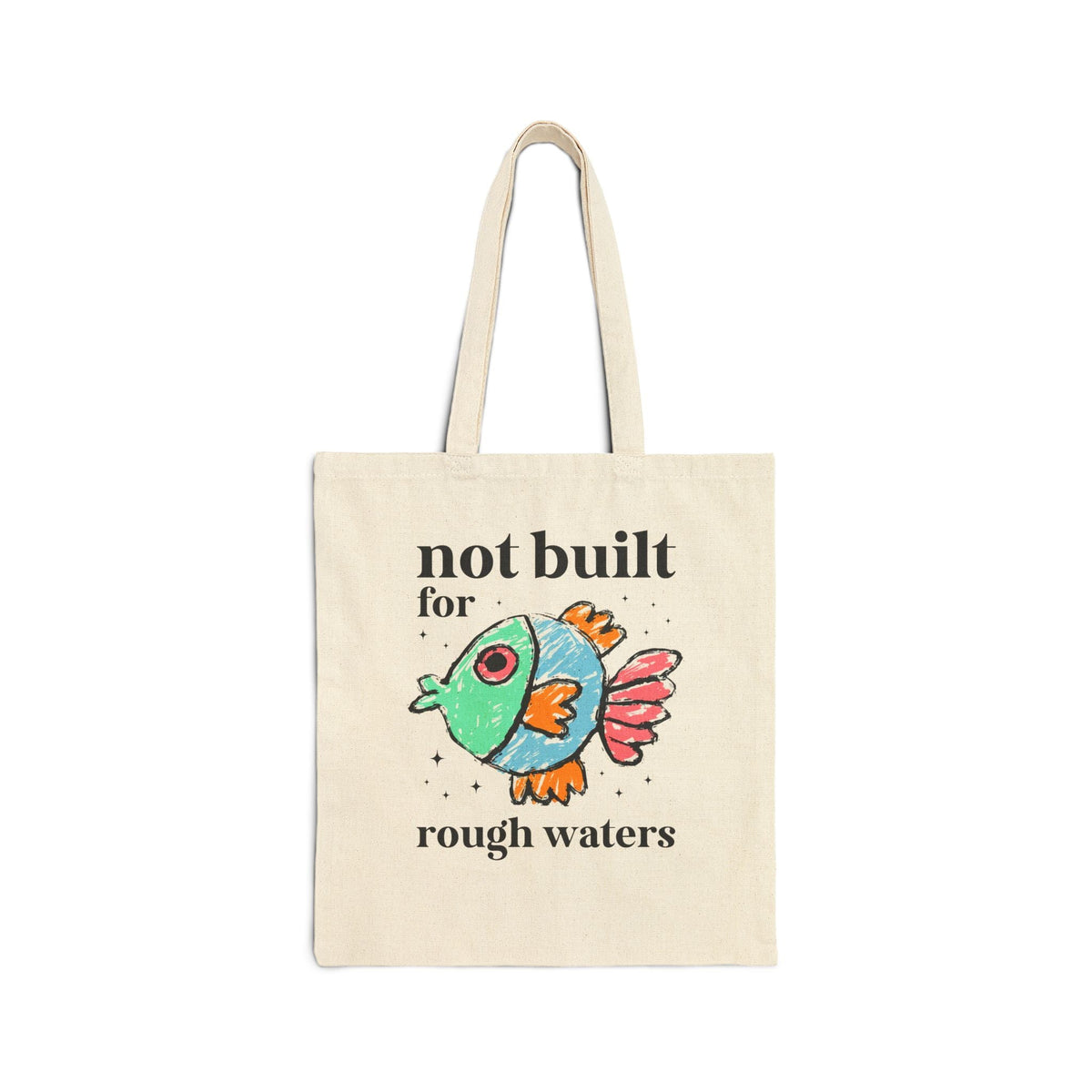 Not Built for Rough Waters: Funny Fish Lover Tote Bag for Animal Lover or Trip to the Aquariums, Silly Dreamcore Tote, Whimsy Fishing Tote Bag - Opal and June