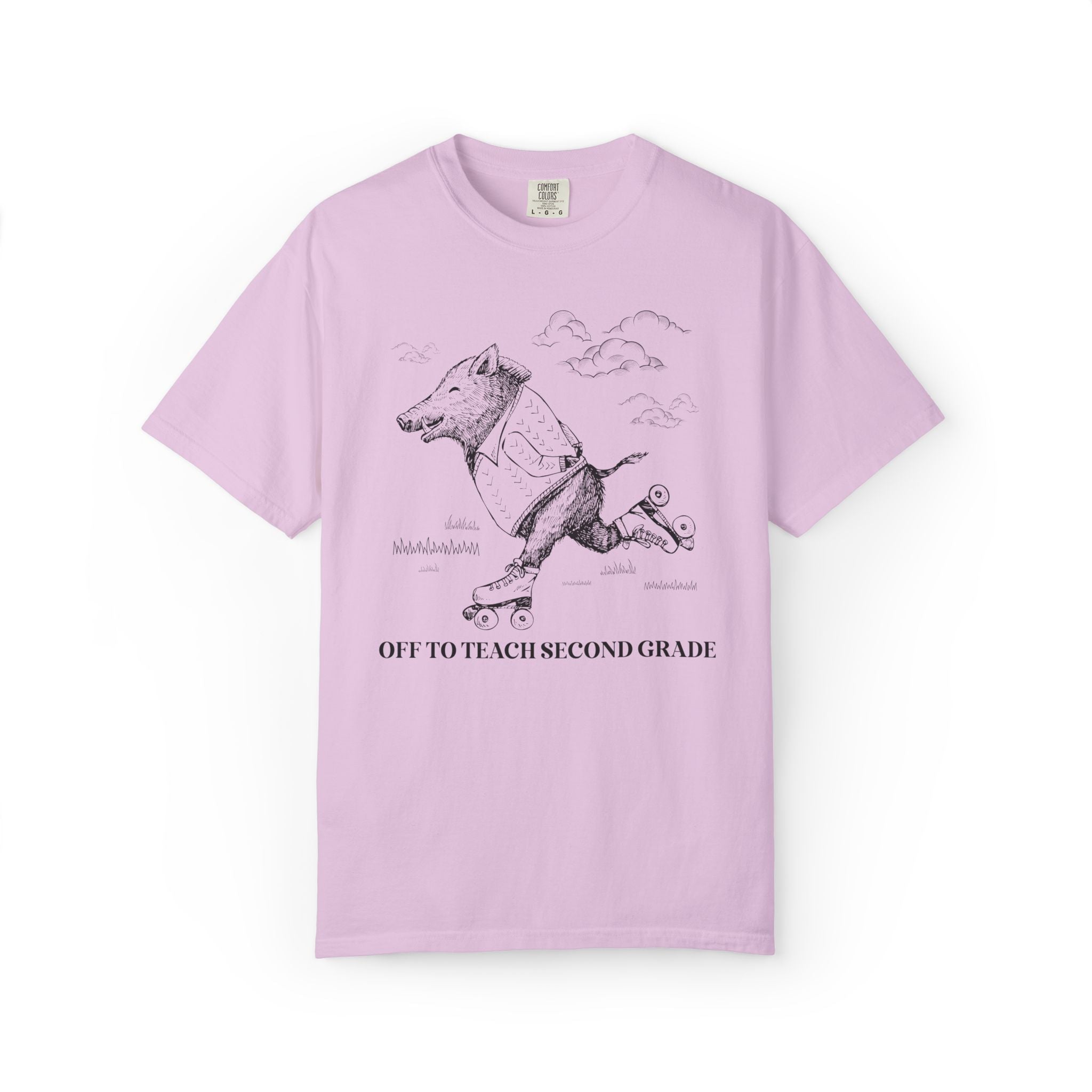 Off to Teach Second Grade: Funny Razorback Tee Shirt for Teacher Team, Nostalgic Animal Lover Back to School T-Shirt - Opal and June