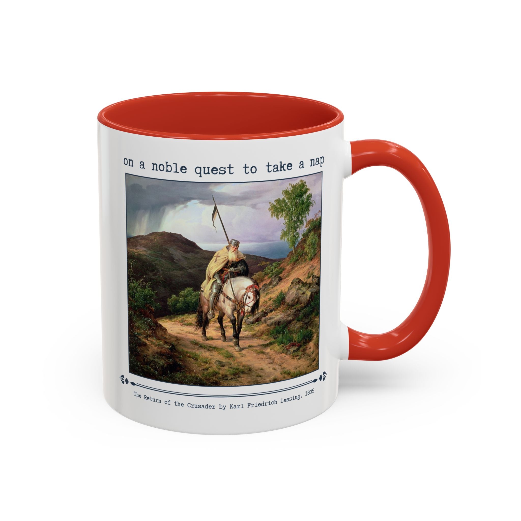 On a Noble Quest to Take a Nap 11 Oz Coffee Mug: Art History Napping Gift for Friend or Sister Who Loves Naps and Medieval History, Mug for Historian Who Loves Sleep - Opal and June