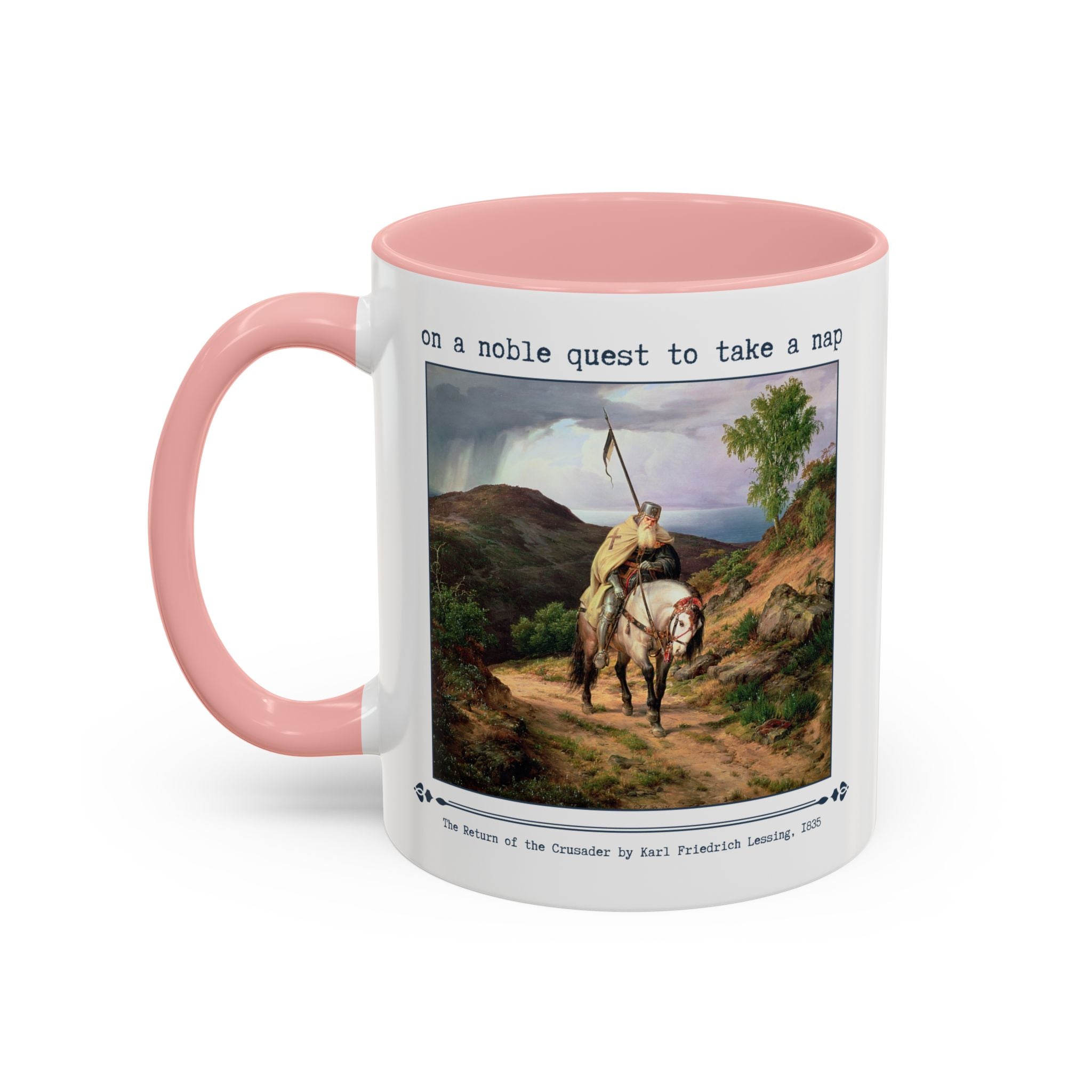 On a Noble Quest to Take a Nap 11 Oz Coffee Mug: Art History Napping Gift for Friend or Sister Who Loves Naps and Medieval History, Mug for Historian Who Loves Sleep - Opal and June