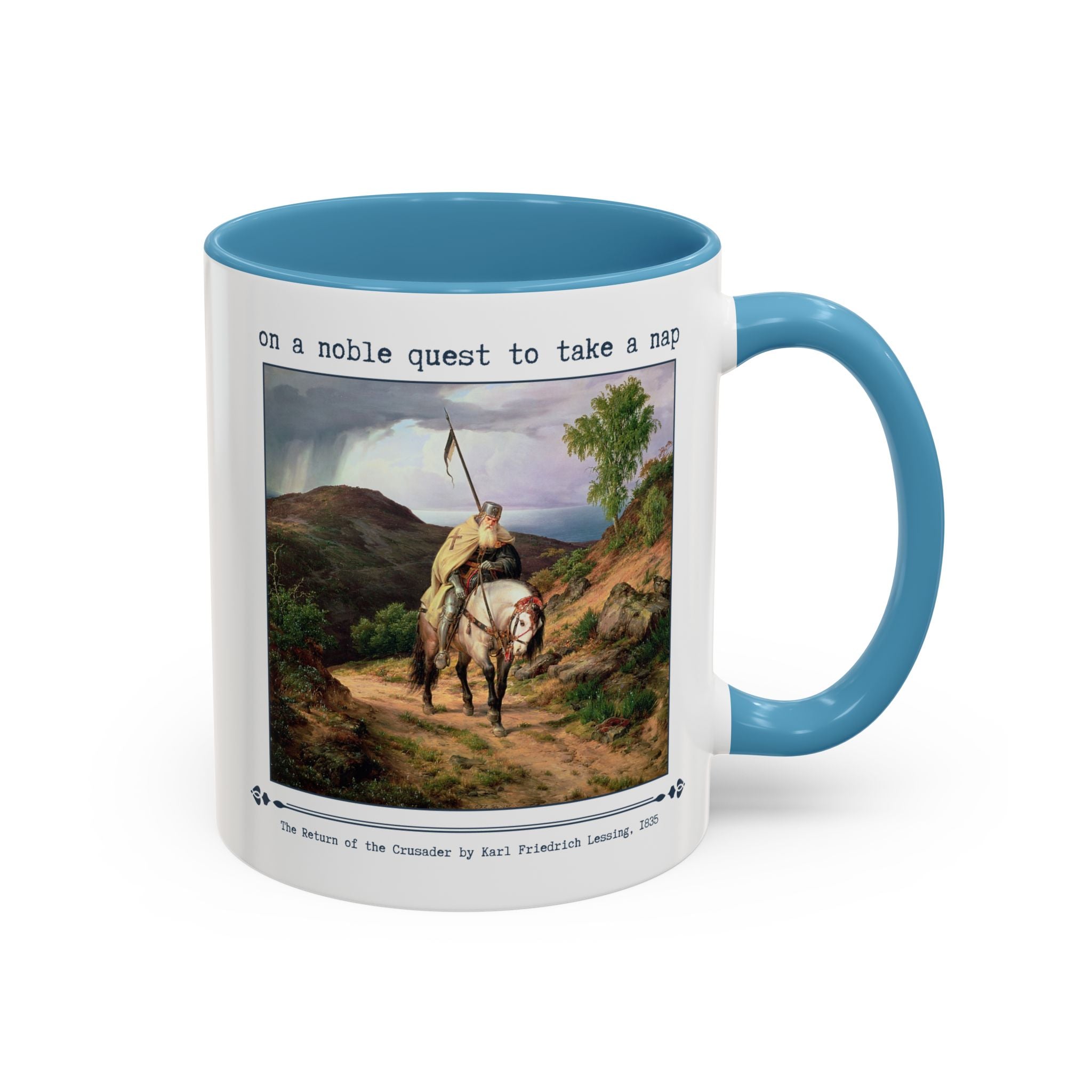 On a Noble Quest to Take a Nap 11 Oz Coffee Mug: Art History Napping Gift for Friend or Sister Who Loves Naps and Medieval History, Mug for Historian Who Loves Sleep - Opal and June