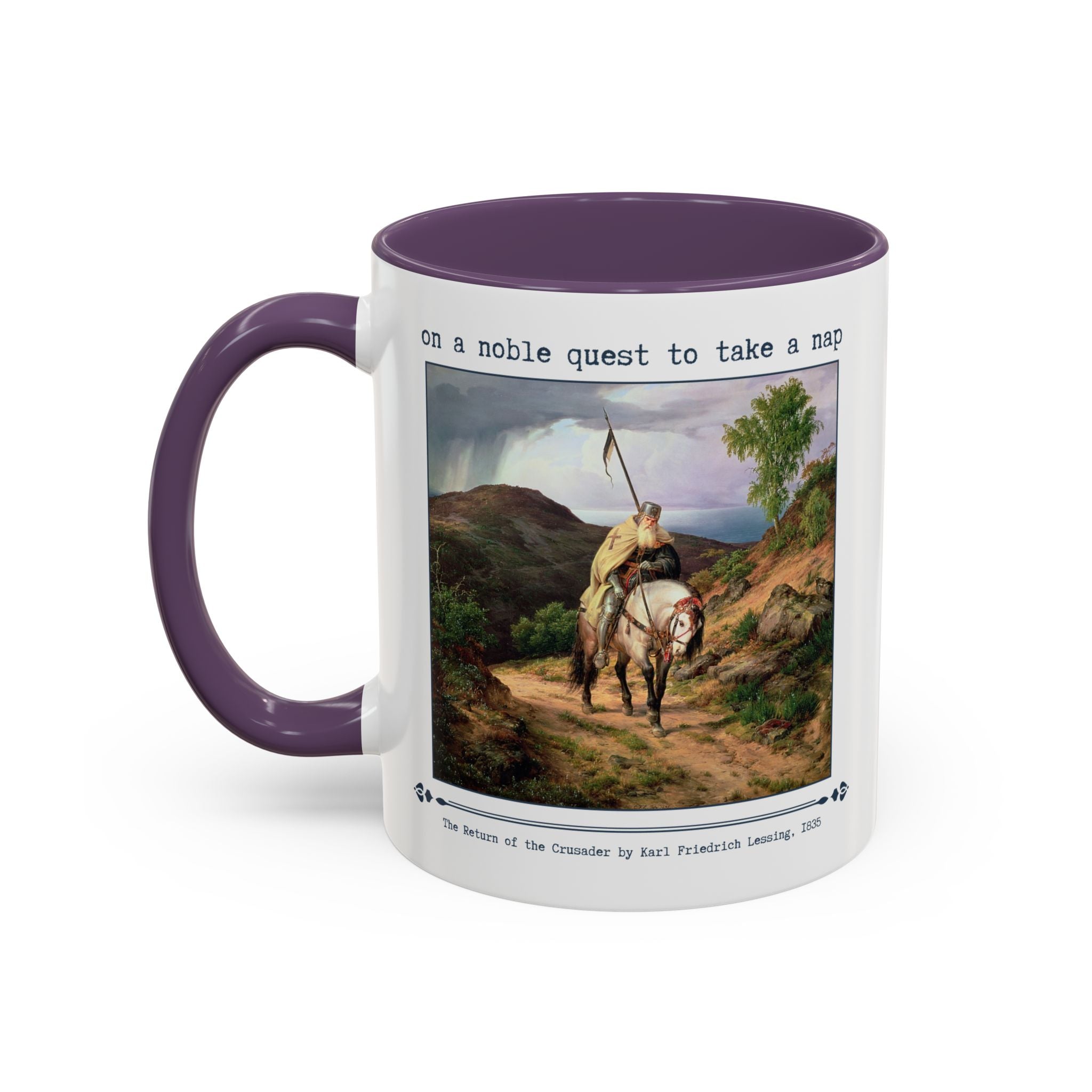 On a Noble Quest to Take a Nap 11 Oz Coffee Mug: Art History Napping Gift for Friend or Sister Who Loves Naps and Medieval History, Mug for Historian Who Loves Sleep - Opal and June