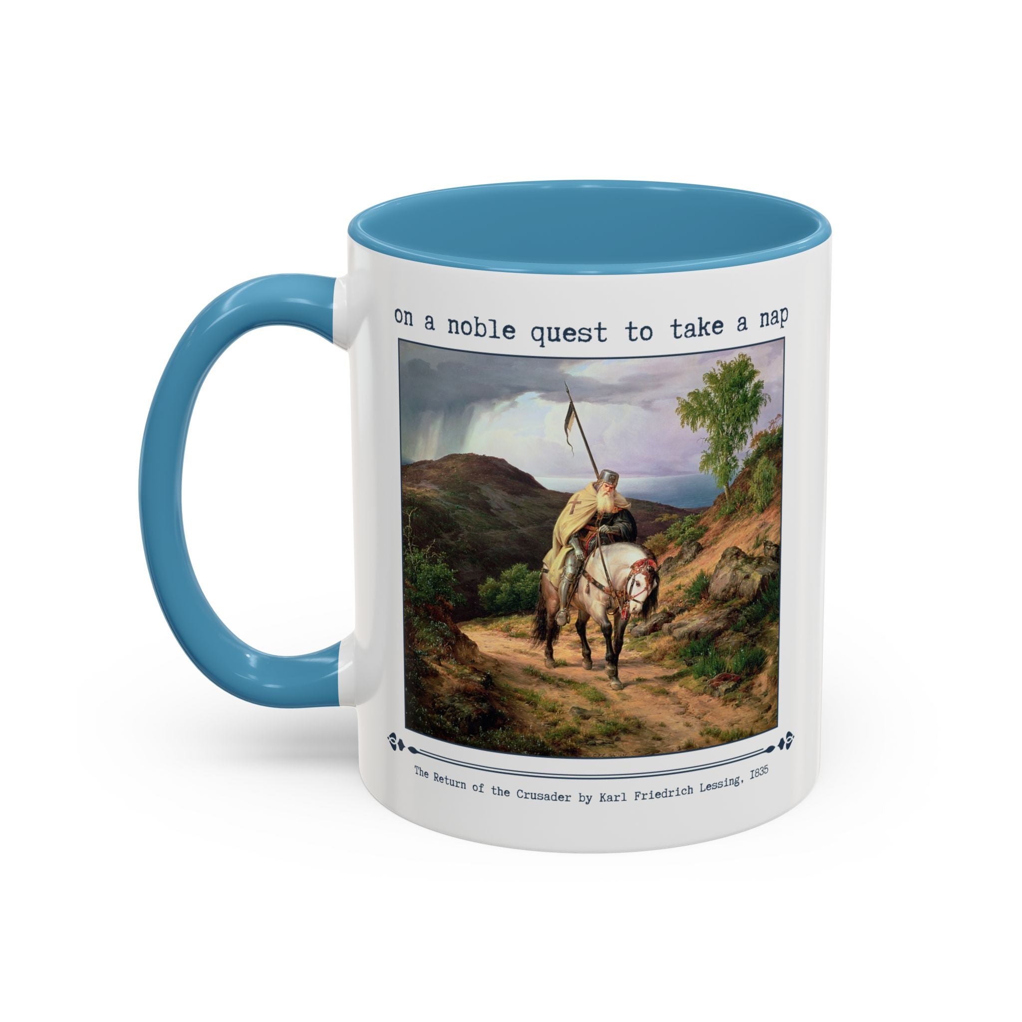On a Noble Quest to Take a Nap 11 Oz Coffee Mug: Art History Napping Gift for Friend or Sister Who Loves Naps and Medieval History, Mug for Historian Who Loves Sleep - Opal and June