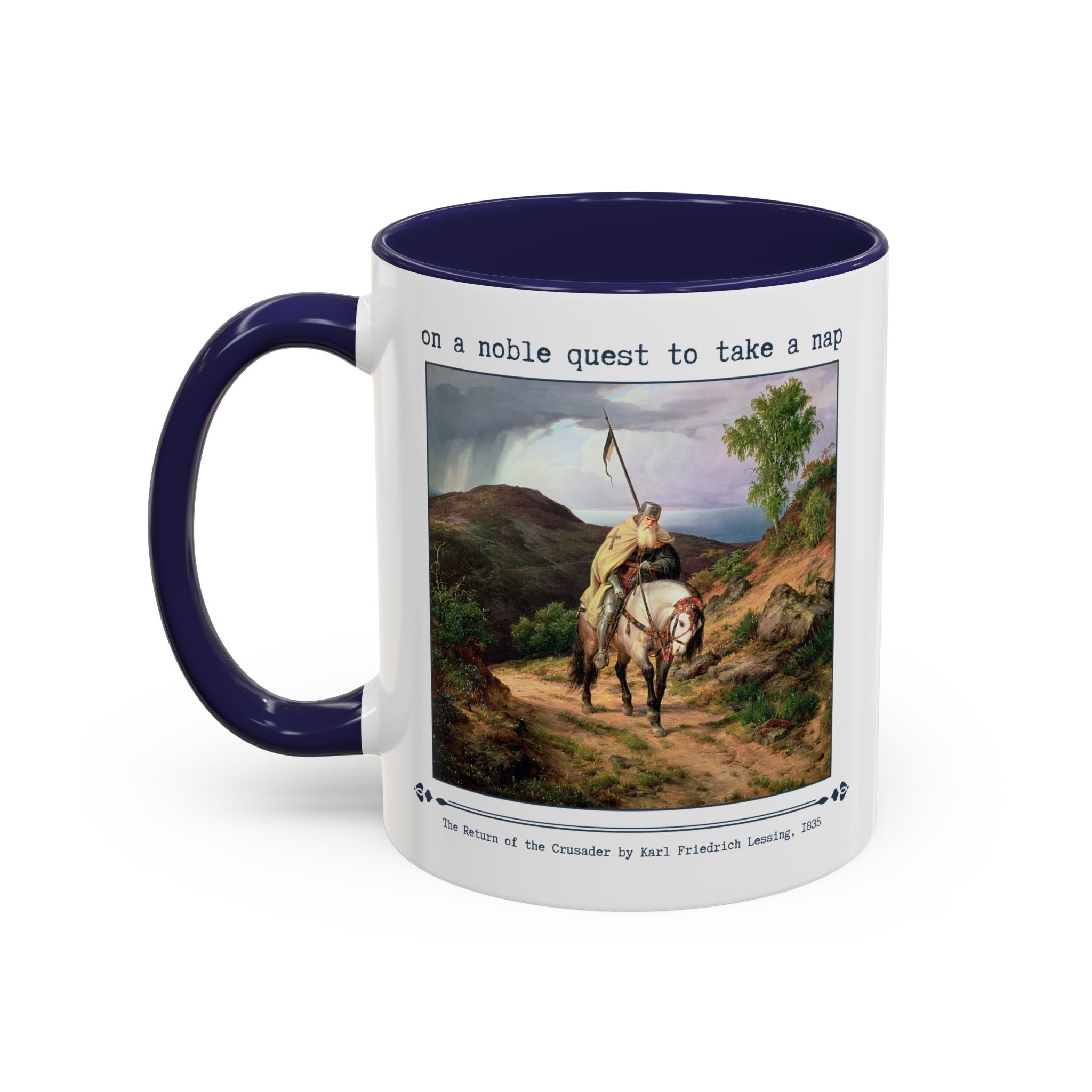 On a Noble Quest to Take a Nap 11 Oz Coffee Mug: Art History Napping Gift for Friend or Sister Who Loves Naps and Medieval History, Mug for Historian Who Loves Sleep - Opal and June