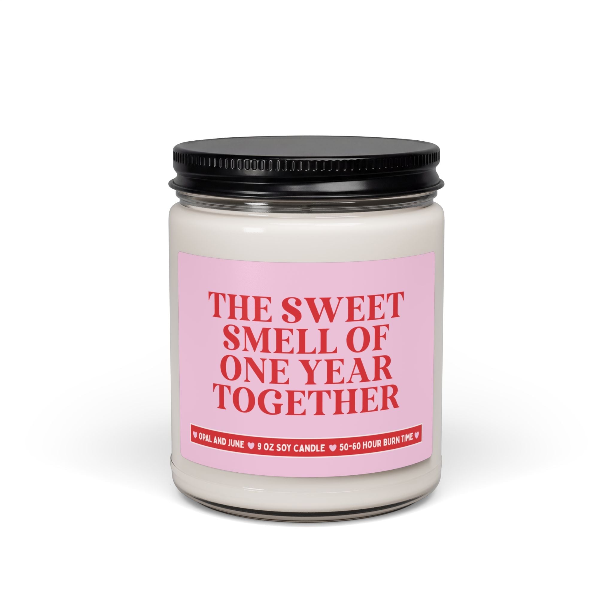 One Year Anniversary Gift for Boyfriend or Girlfriend, Funny Friendship Anniversary Gift: The Sweet Smell of One Year Together 9 Oz Candle - Opal and June