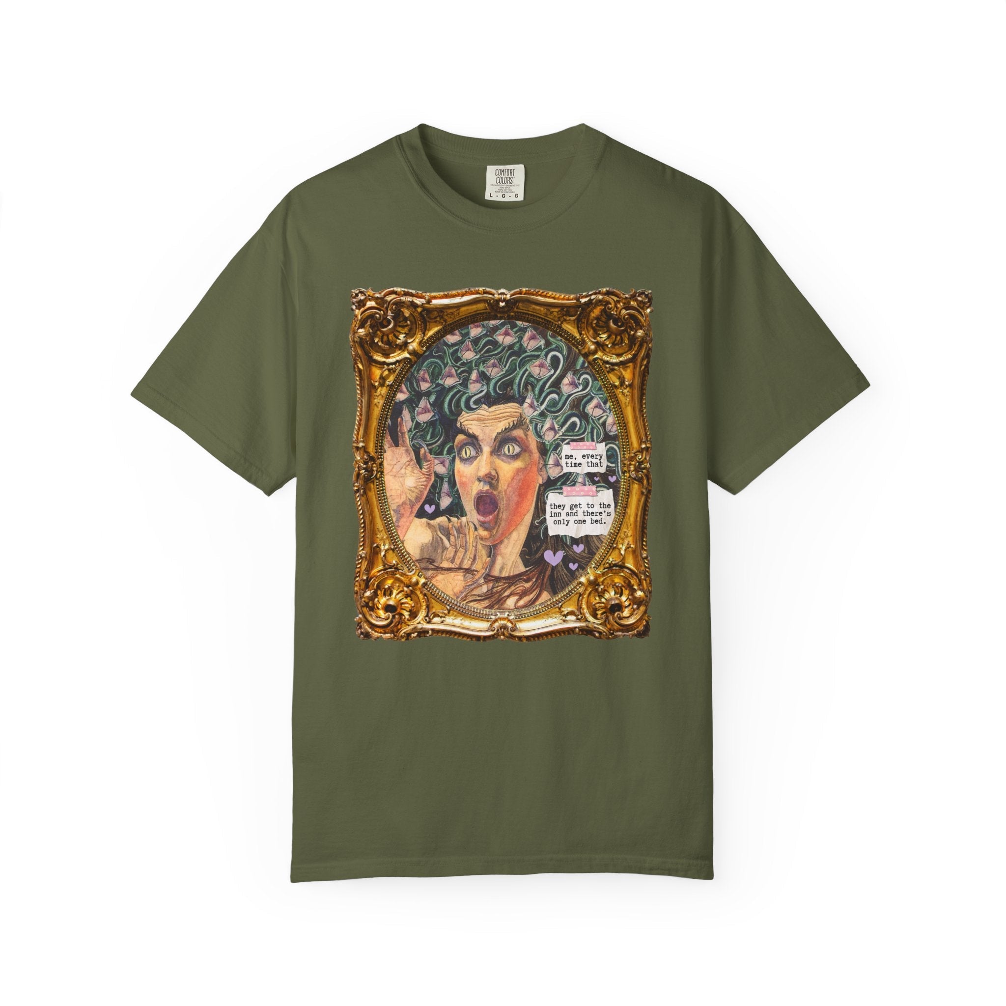 Only One Bed Romance Reader Tee Shirt, Book Lover, Carlos Schwabe Medusa Painting, Funny Saying Bookish Tee, Art History Lover or Bookworm - Opal and June