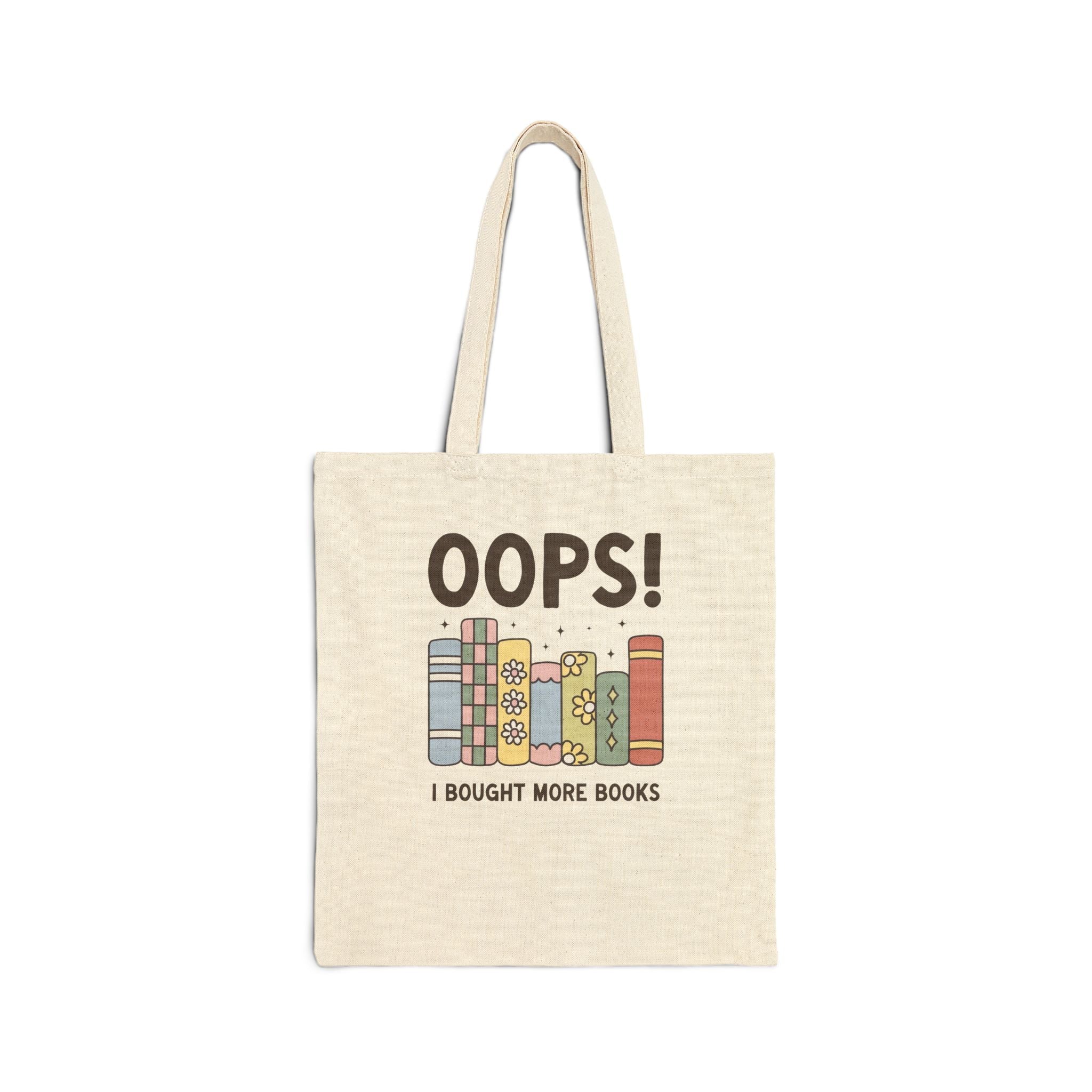 Oops I Bought More Books Tote Bag for Bookworm or School Librarian: Funny Retro Aesthetic Book Lover Gift for Romance Reader or Book Lover - Opal and June