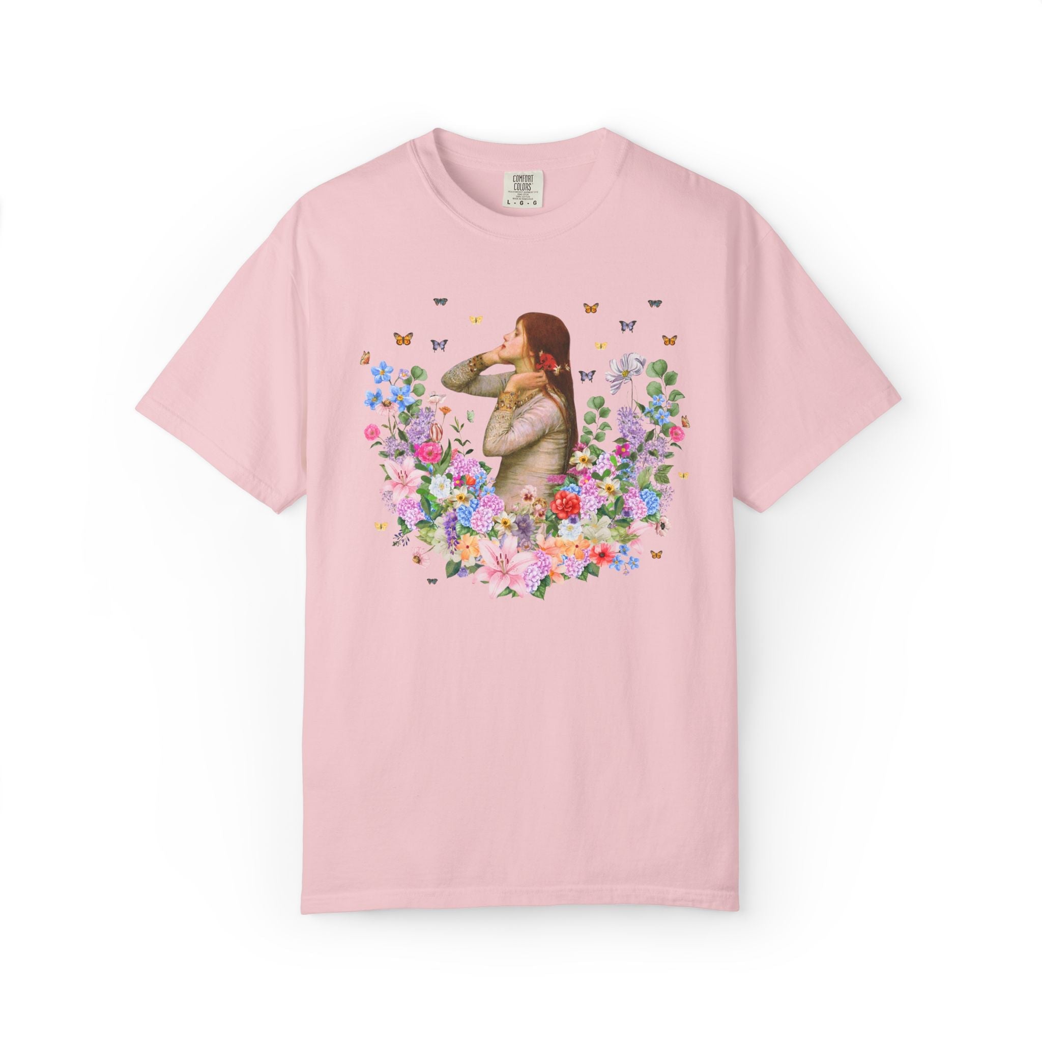 Ophelia by John William Waterhouse: Art History Tee Shirt for Book Lover, William Shakespeare Hamlet English Teacher T-Shirt with Flowers - Opal and June