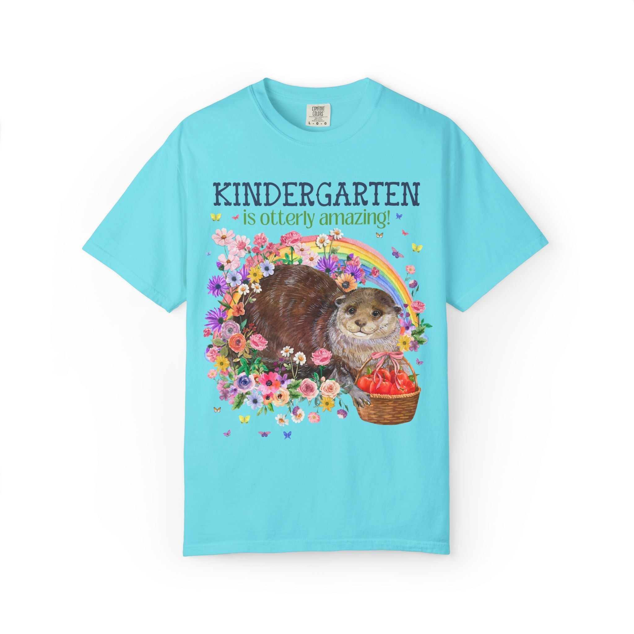 Otterly Amazing Grade Level Matching Teacher Tee Shirt with Flowers and a Rainbow: Colorful Maximalist Back to School Speech Teacher Tee - Opal and June