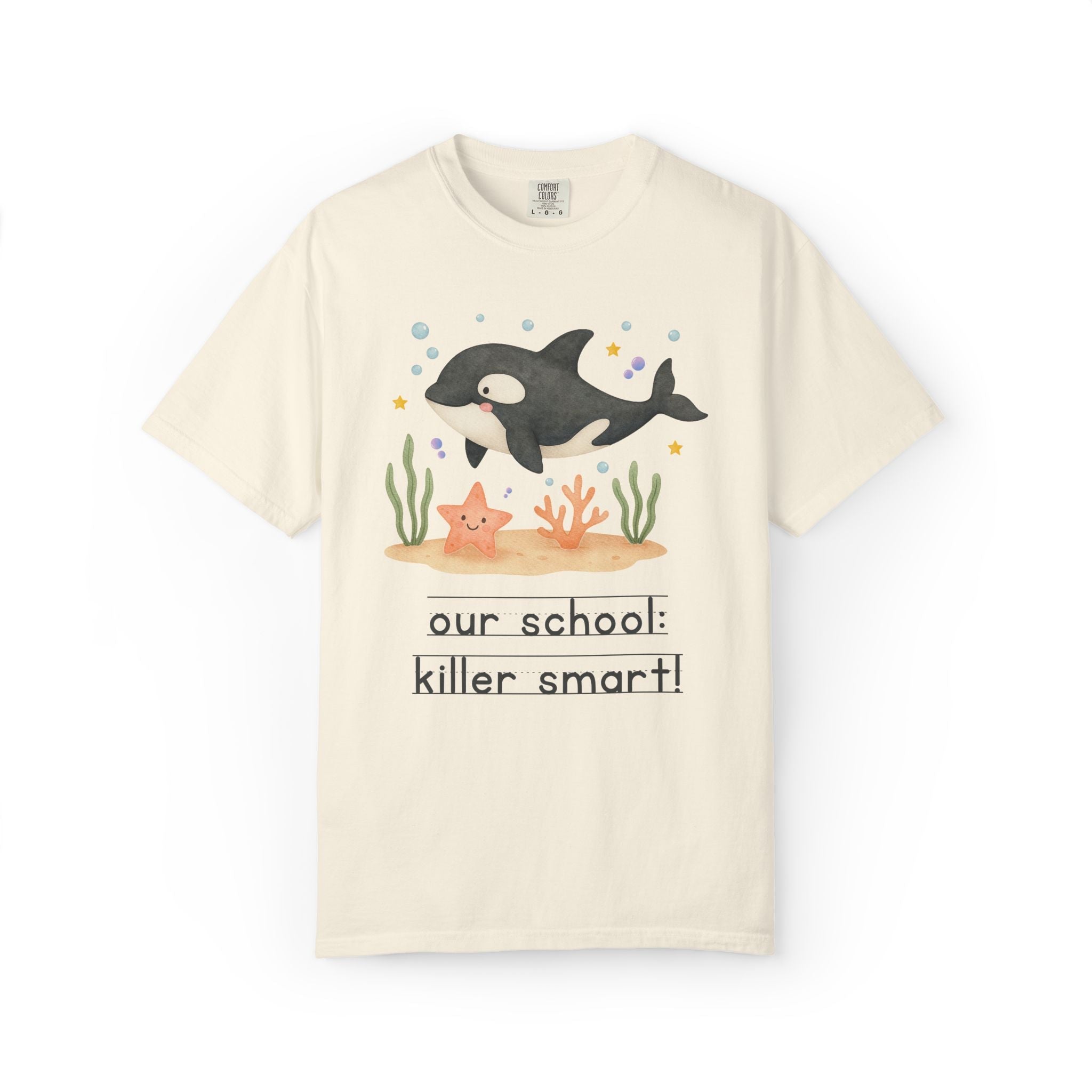 Our School: Killer Smart Matching Teacher Tee Shirt for Back to School or Testing Day, Cute and Nostalgic Ocean Animal Orca Whale - Opal and June