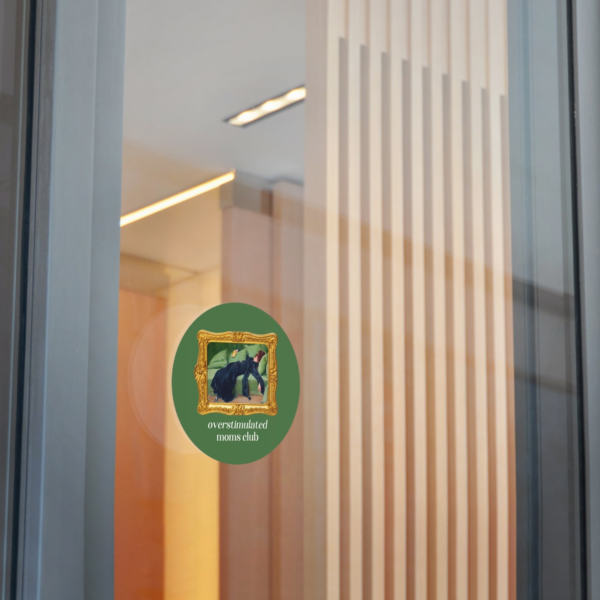 Overstimulated Moms Club Sticker: Funny Saying Mother's Day Gift, New Mama or Mom of Twins Sticker, Cute Bookish Gift, Ramon Casas Painting - Opal and June