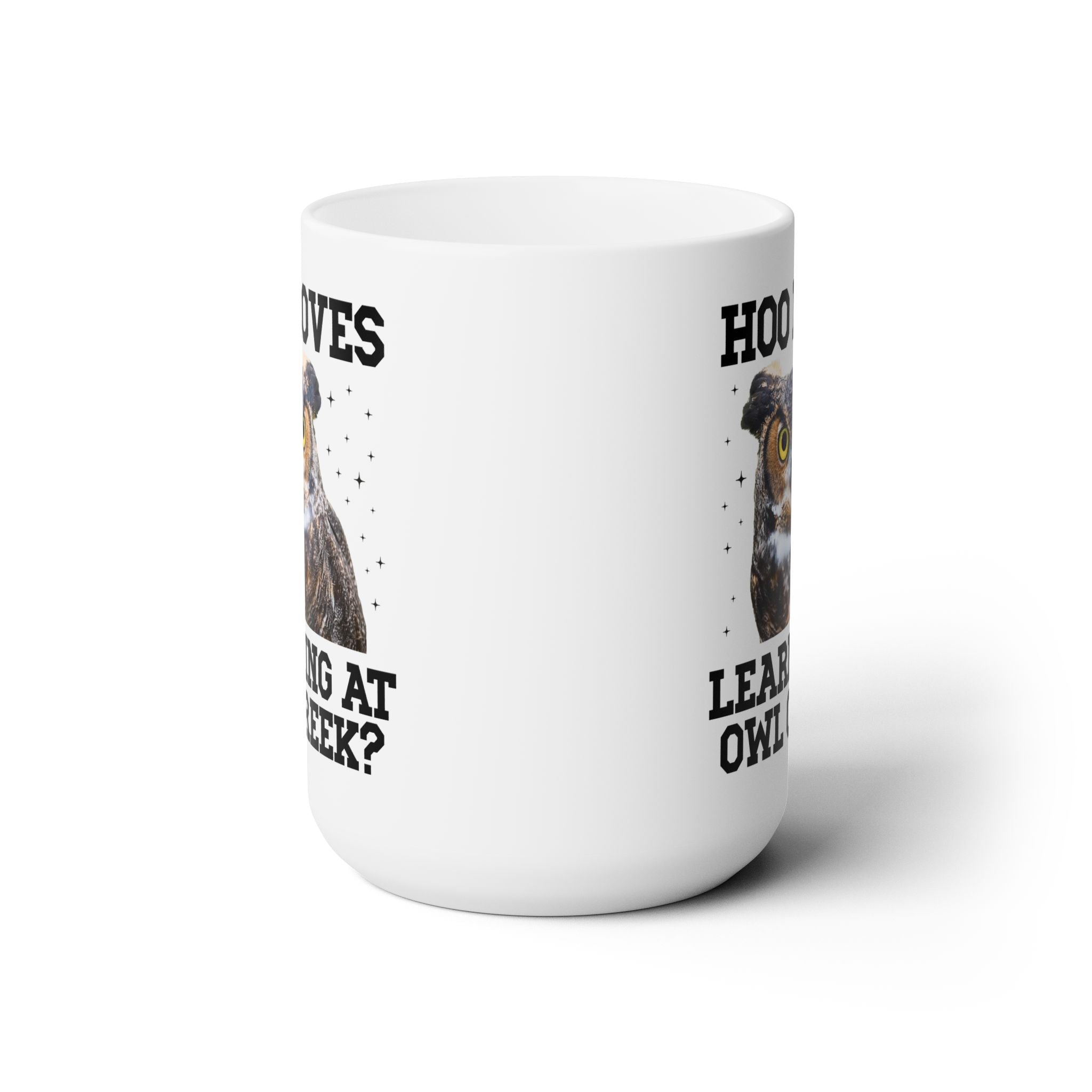 Owl Creek Elementary School 15 Oz Coffee Mug: Hoo Loves Learning at Owl Creek? - Opal and June