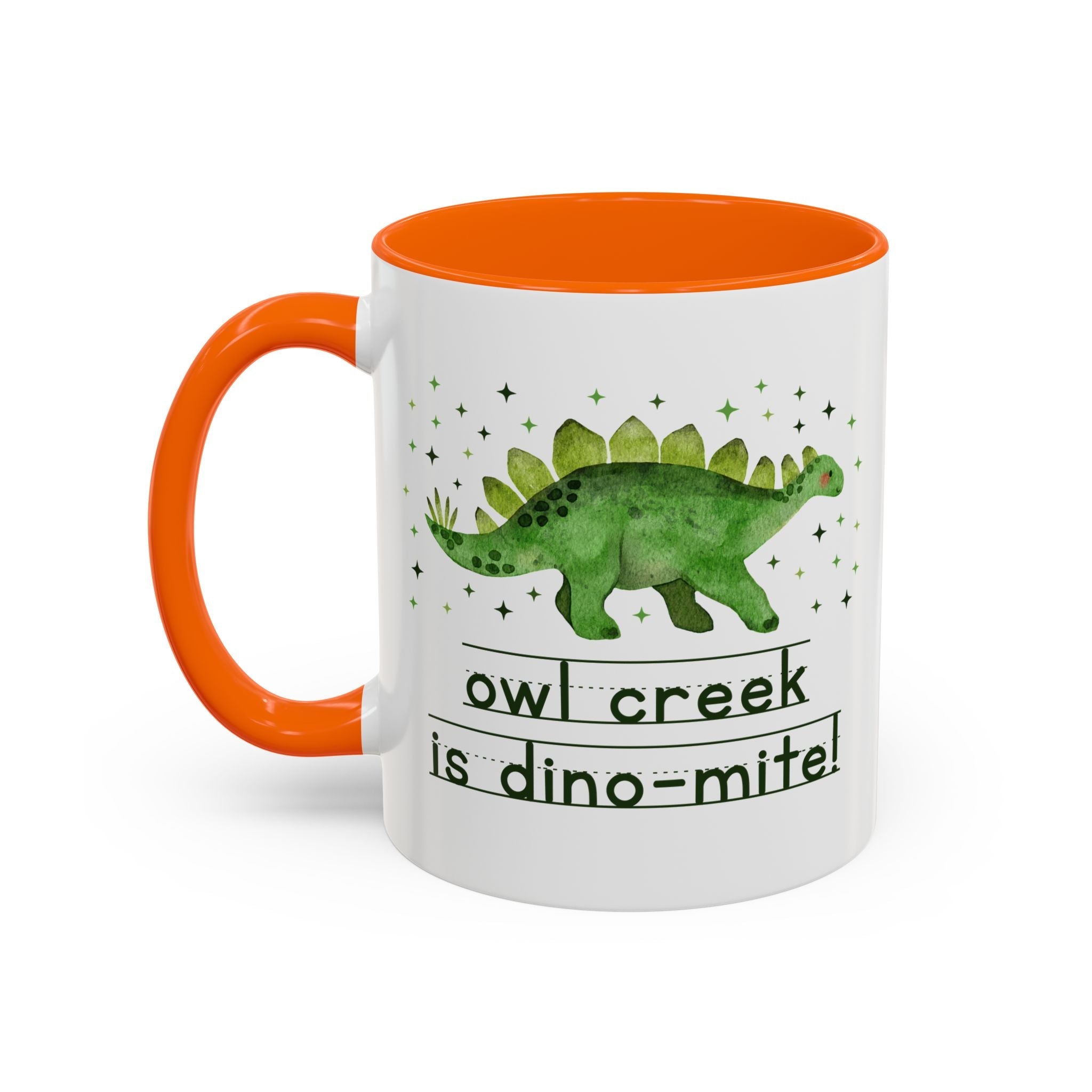 Owl Creek Elementary School Coffee Mug: Owl Creek is Dino - Mite! | FPS + Opal and June 11 Oz Coffee Mug, Fayetteville Public Schools - Opal and June
