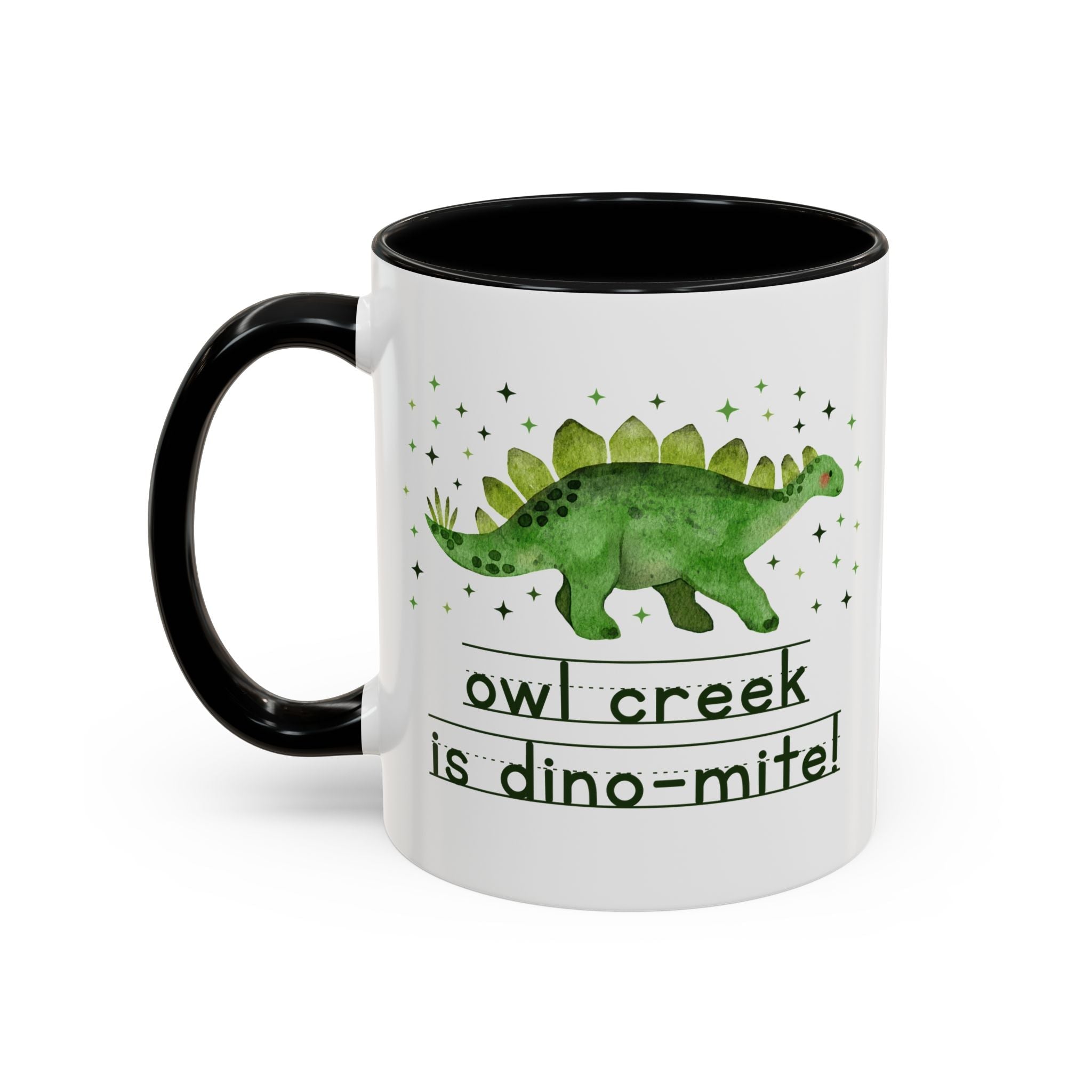 Owl Creek Elementary School Coffee Mug: Owl Creek is Dino - Mite! | FPS + Opal and June 11 Oz Coffee Mug, Fayetteville Public Schools - Opal and June