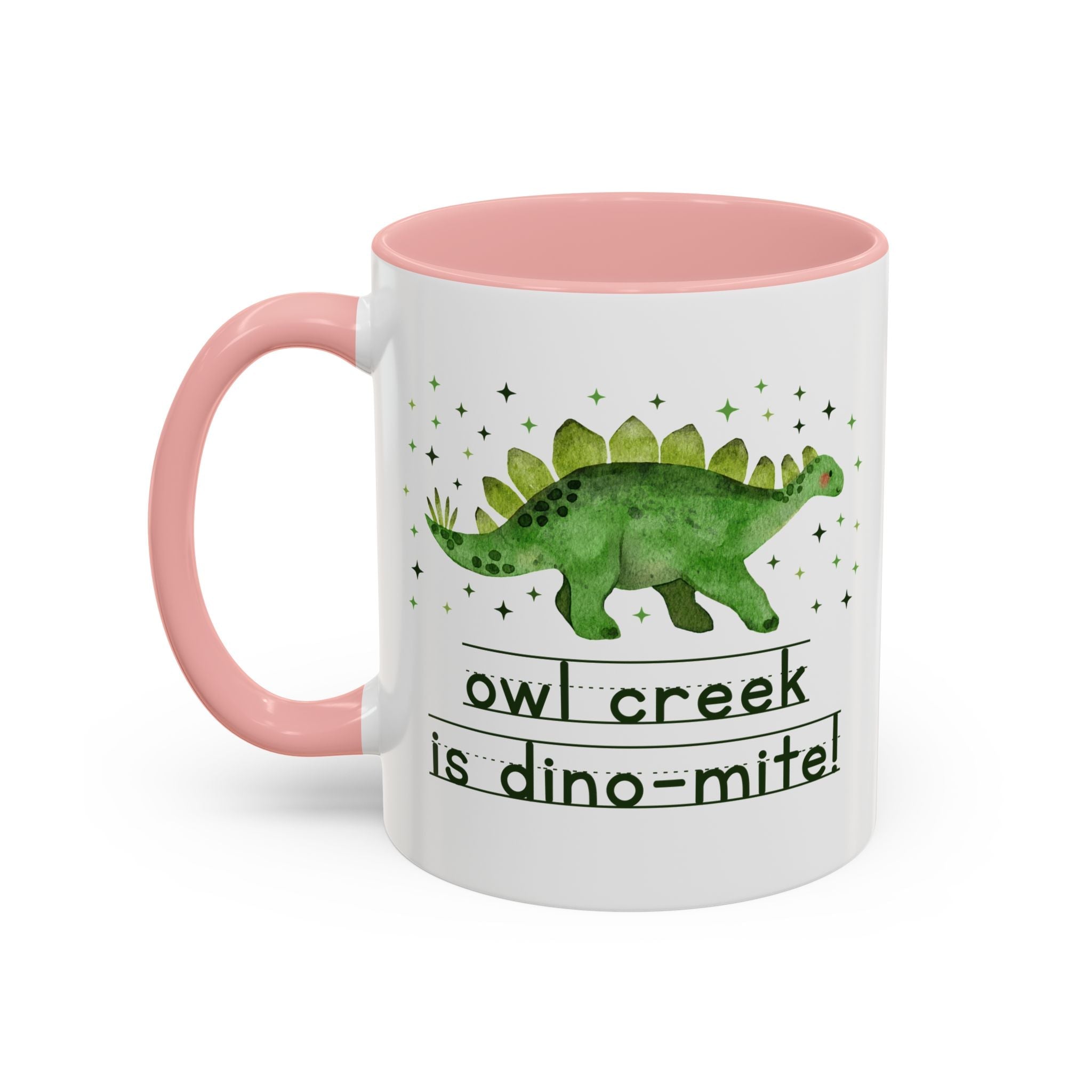 Owl Creek Elementary School Coffee Mug: Owl Creek is Dino - Mite! | FPS + Opal and June 11 Oz Coffee Mug, Fayetteville Public Schools - Opal and June