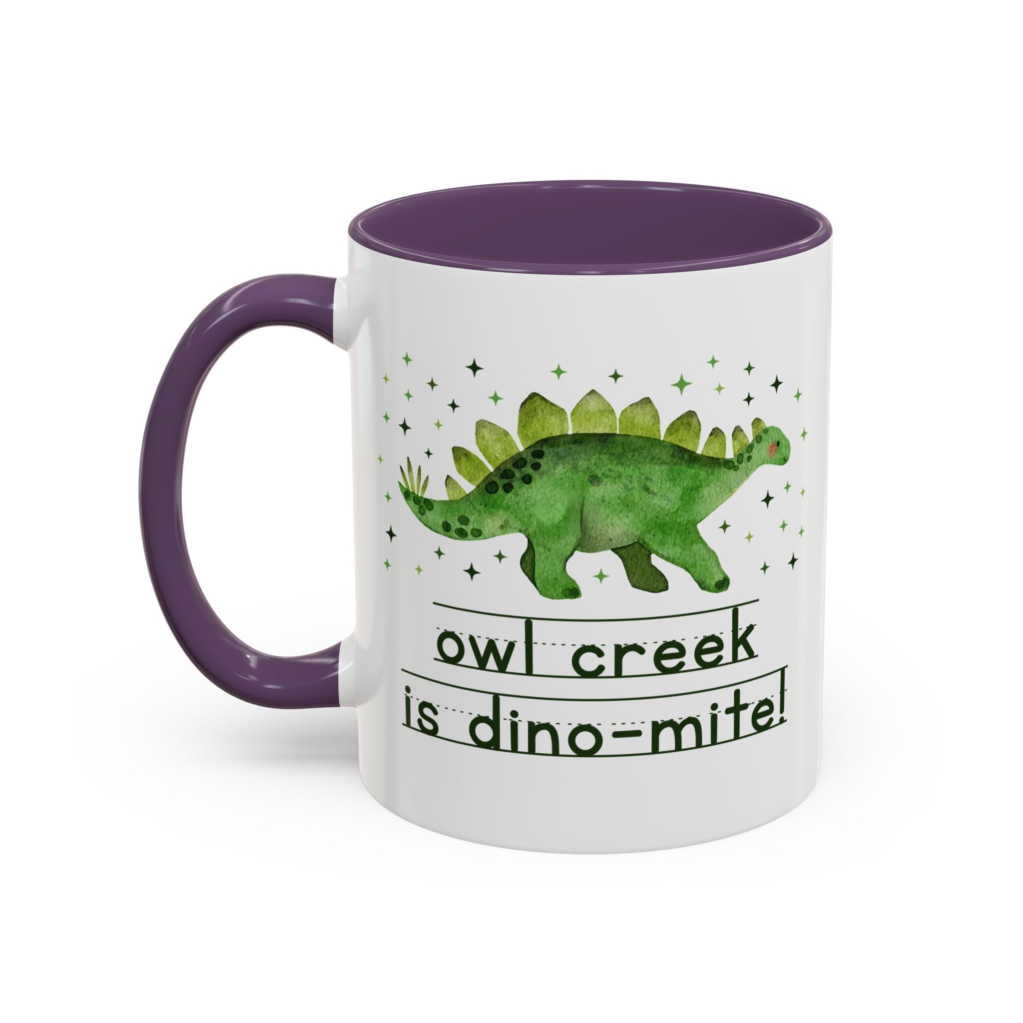 Owl Creek Elementary School Coffee Mug: Owl Creek is Dino - Mite! | FPS + Opal and June 11 Oz Coffee Mug, Fayetteville Public Schools - Opal and June