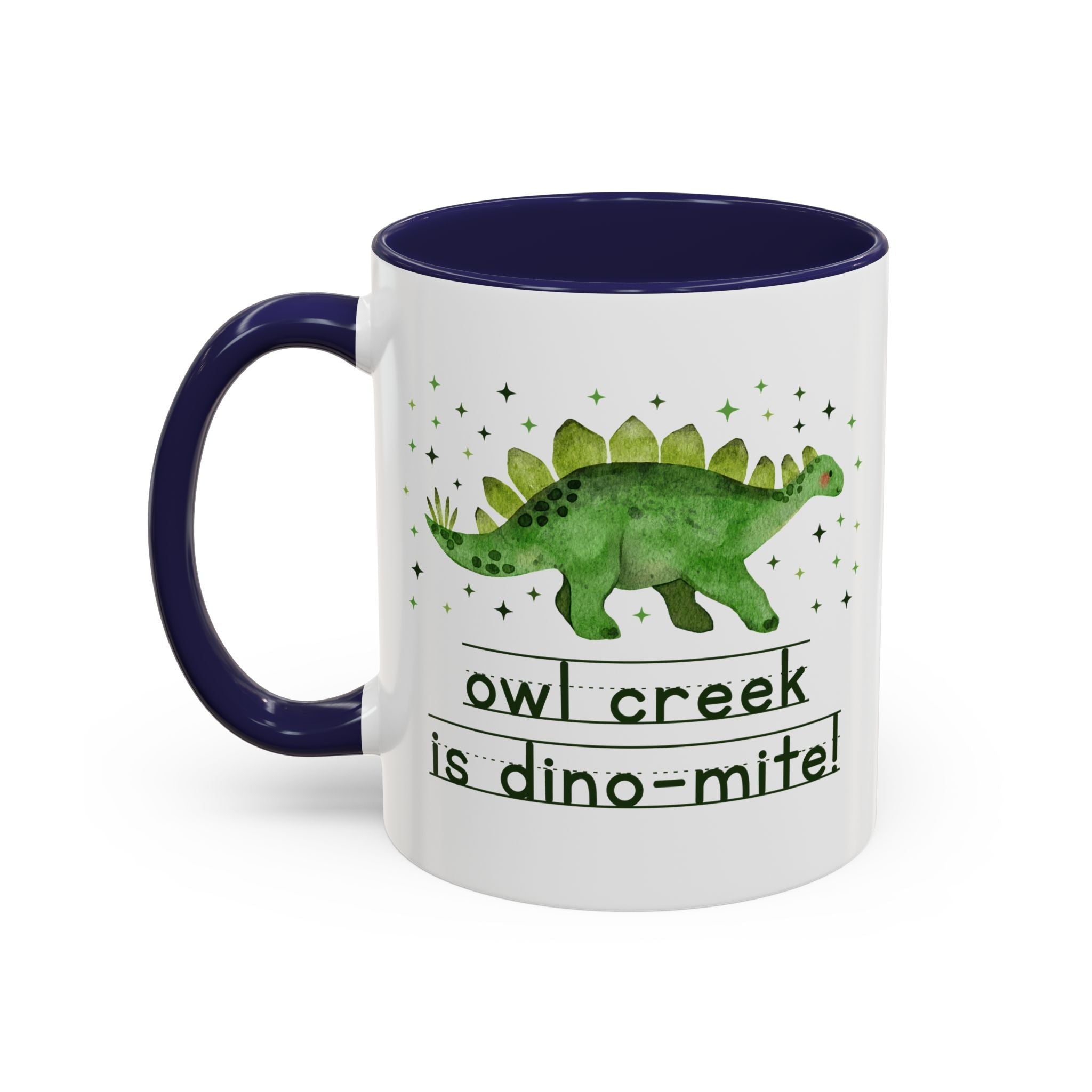 Owl Creek Elementary School Coffee Mug: Owl Creek is Dino - Mite! | FPS + Opal and June 11 Oz Coffee Mug, Fayetteville Public Schools - Opal and June