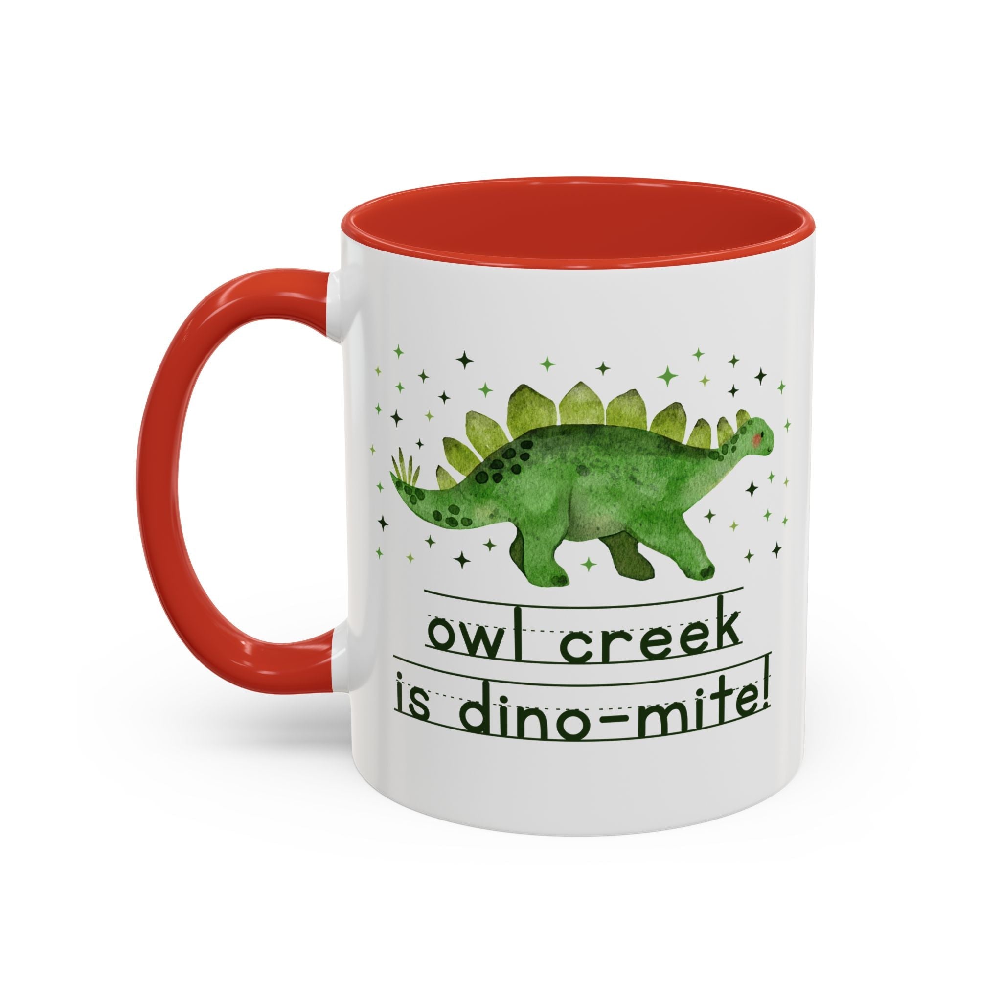Owl Creek Elementary School Coffee Mug: Owl Creek is Dino - Mite! | FPS + Opal and June 11 Oz Coffee Mug, Fayetteville Public Schools - Opal and June
